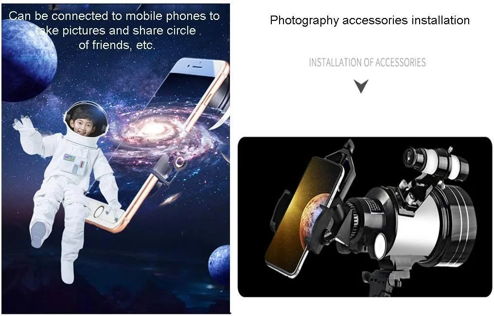 تلسکوپ نجومی سطح پایه برای کودکان، تلسکوپ بازتابی برای مبتدیان، لنز نوری HD، تلسکوپ مسافرتی قابل حمل با کوله پشتی و پایه