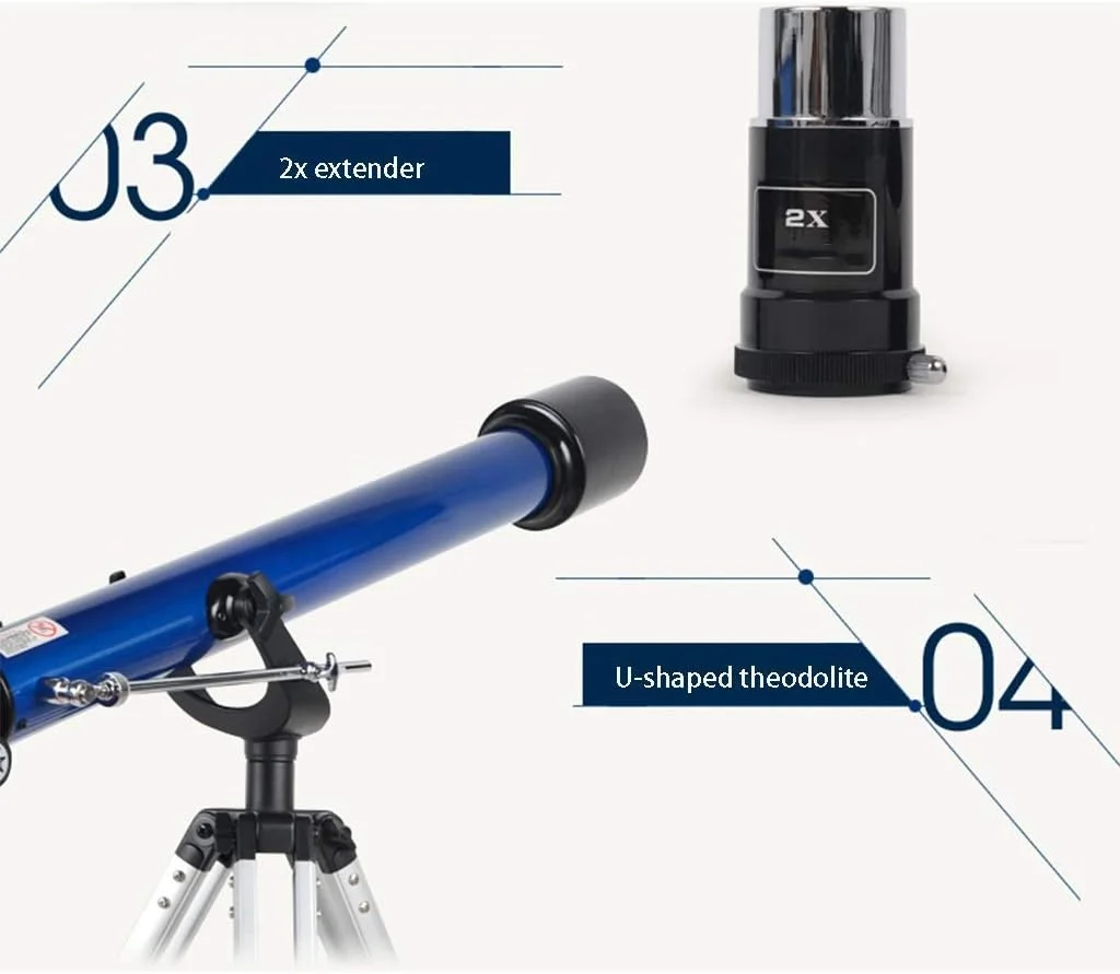 تلسکوپ نجومی، کالیبر 60 میلی‌متر، فاصله کانونی 800 میلی‌متر، تلسکوپ گرد مبتدی مدرسه کودکان، تلسکوپ مسافرتی قابل حمل، هدیه تولد کوچک