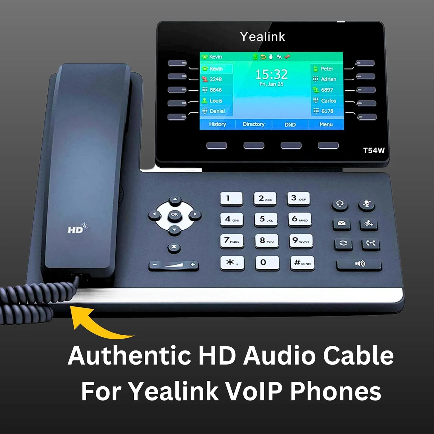 مجموعه منبع تغذیه Yealink - شامل کابل صوتی جایگزین تلفن 1.8 متری RJ-9 برای مکالمات با کیفیت HD