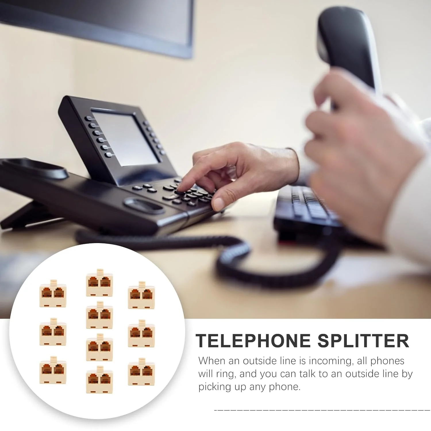 آرتیبتر بسته 10 عددی تقسیمکننده تلفن RJ11، آداپتور تقسیمکننده خط تلفن 2 طرفه برای تلفنهای سیمی ثابت، لوازم الکترونیکی اداری، اتصالدهنده جک دوبلکس آرتیبتر بسته 10 عددی تقسیمکننده تلفن RJ11، آداپتور تقسیمکننده خط تلفن 2 طرفه برای تلفنهای سیمی ثابت، لوازم الکترونیکی اداری، اتصالدهنده جک دوبلکس