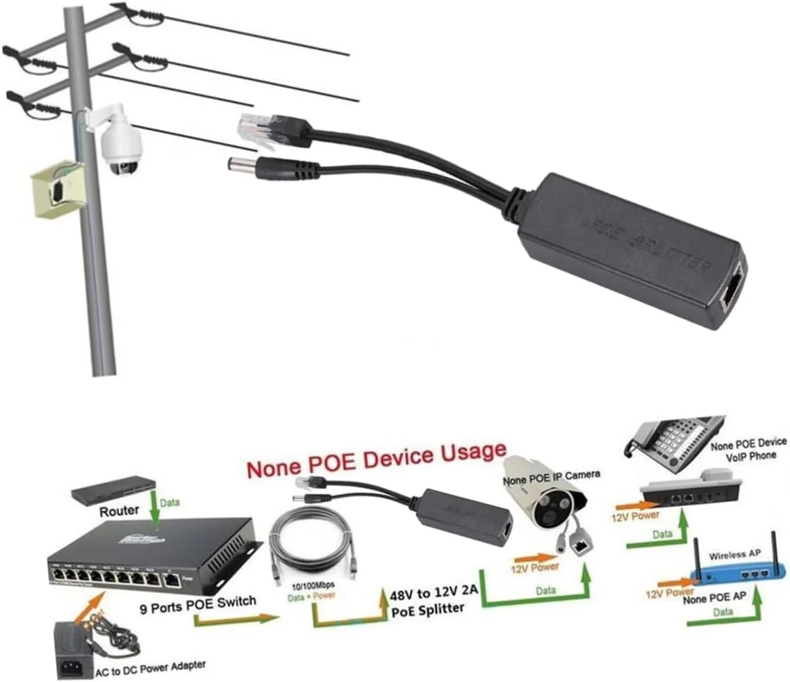 اسپلیتر POE آداپتور 12 ولت 2 آمپر ARTIBETTER برای سیستم های IP سازگار با IEEE802.3AF/at، مشکی، نصب آسان اسپلیتر POE آداپتور 12 ولت 2 آمپر ARTIBETTER برای سیستم های IP سازگار با IEEE802.3AF/at، مشکی، نصب آسان