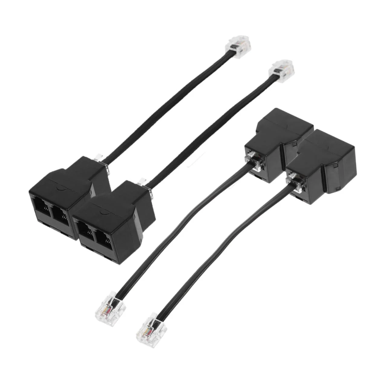 آداپتور تقسیم کننده تلفن Angoily، 4 عدد، آداپتورهای کابل اتصال خط تلفن هسته جداشدنی PC برای انتقال سیگنال قابل اعتماد و سازگاری متنوع