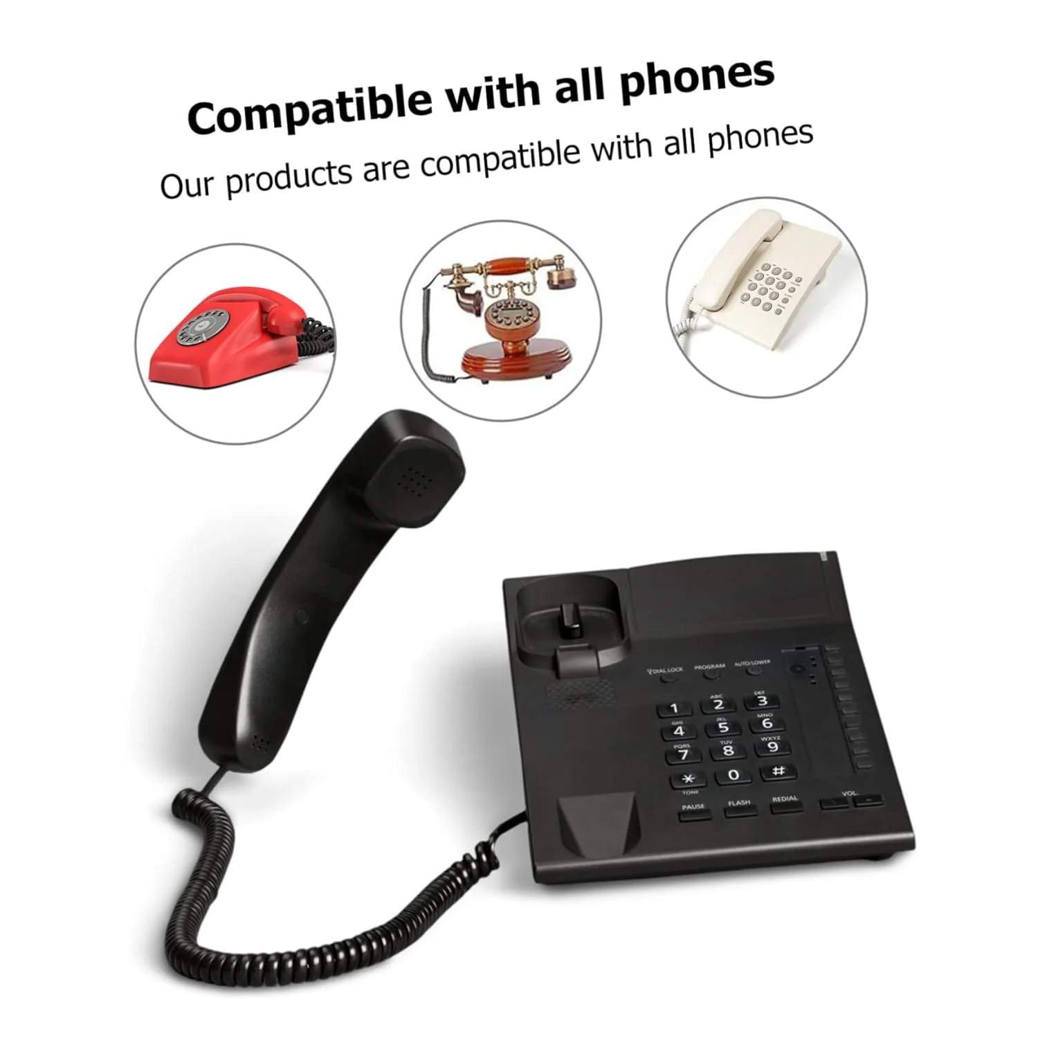 آنگویلی 2 عدد چرخاننده سیم تلفن، آداپتور کابل تلفن برای خط تلفن