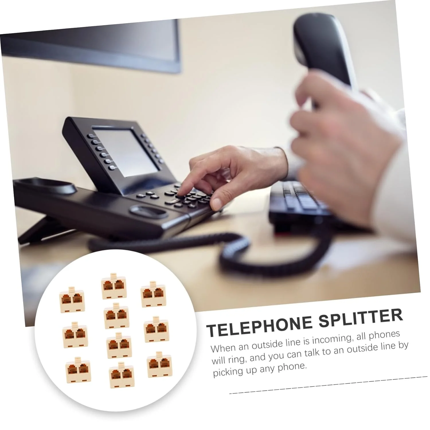 آنگویلی 10 عدد آداپتور تقسیم کننده تلفن، تبدیل کننده خط تلفن برای استفاده از تلفن ثابت، نصب آسان، سازگار با خطوط تلفن استاندارد، اتصال قابل اعتماد برای چندگانه