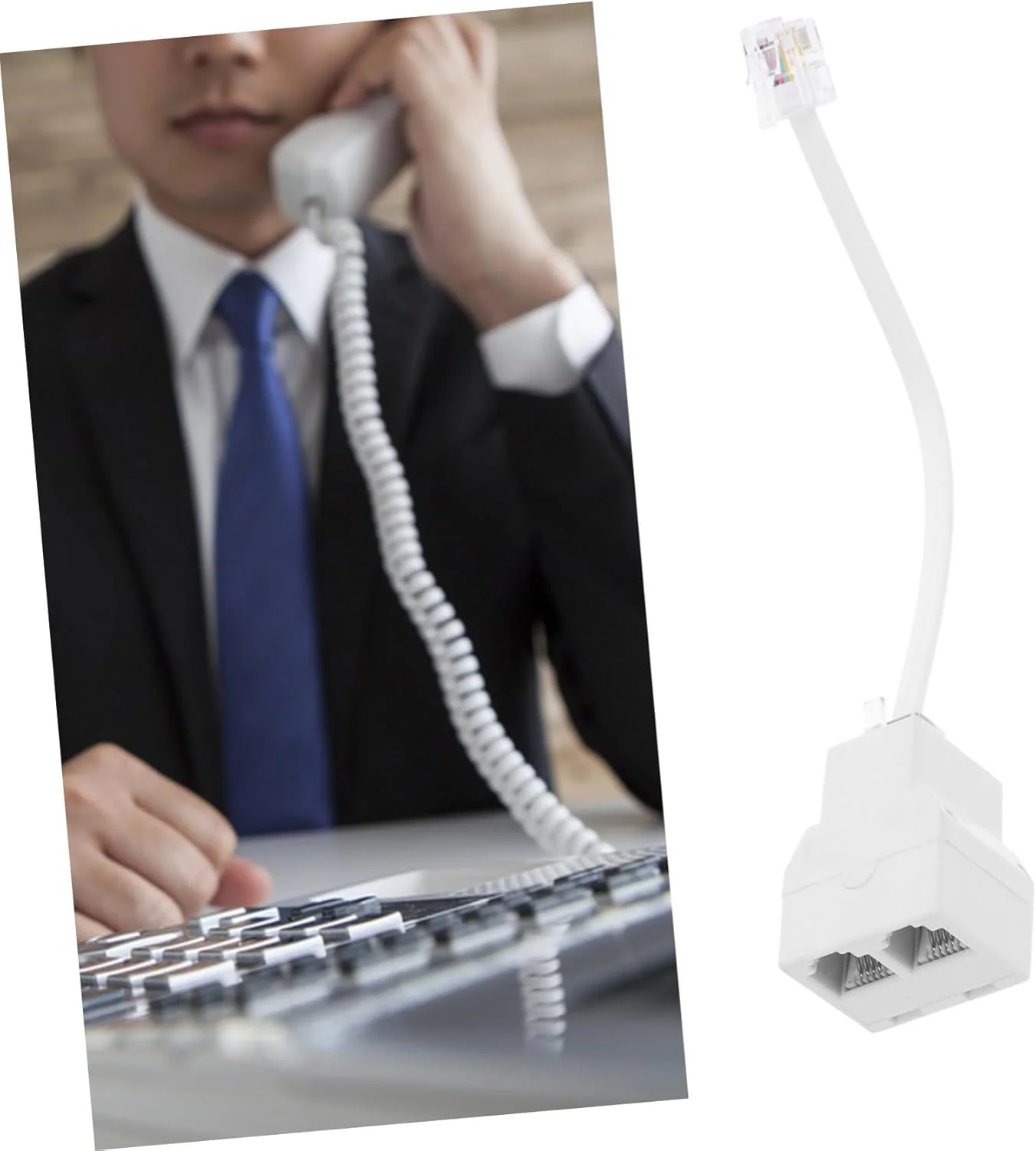 آداپتور جداشدنی تقسیم کننده خط تلفن Angoily برای اتصالات تلفن دوگانه، طراحی چهار هسته ای، سیگنال راحت و قابل حمل برای استفاده در خانه و دفتر