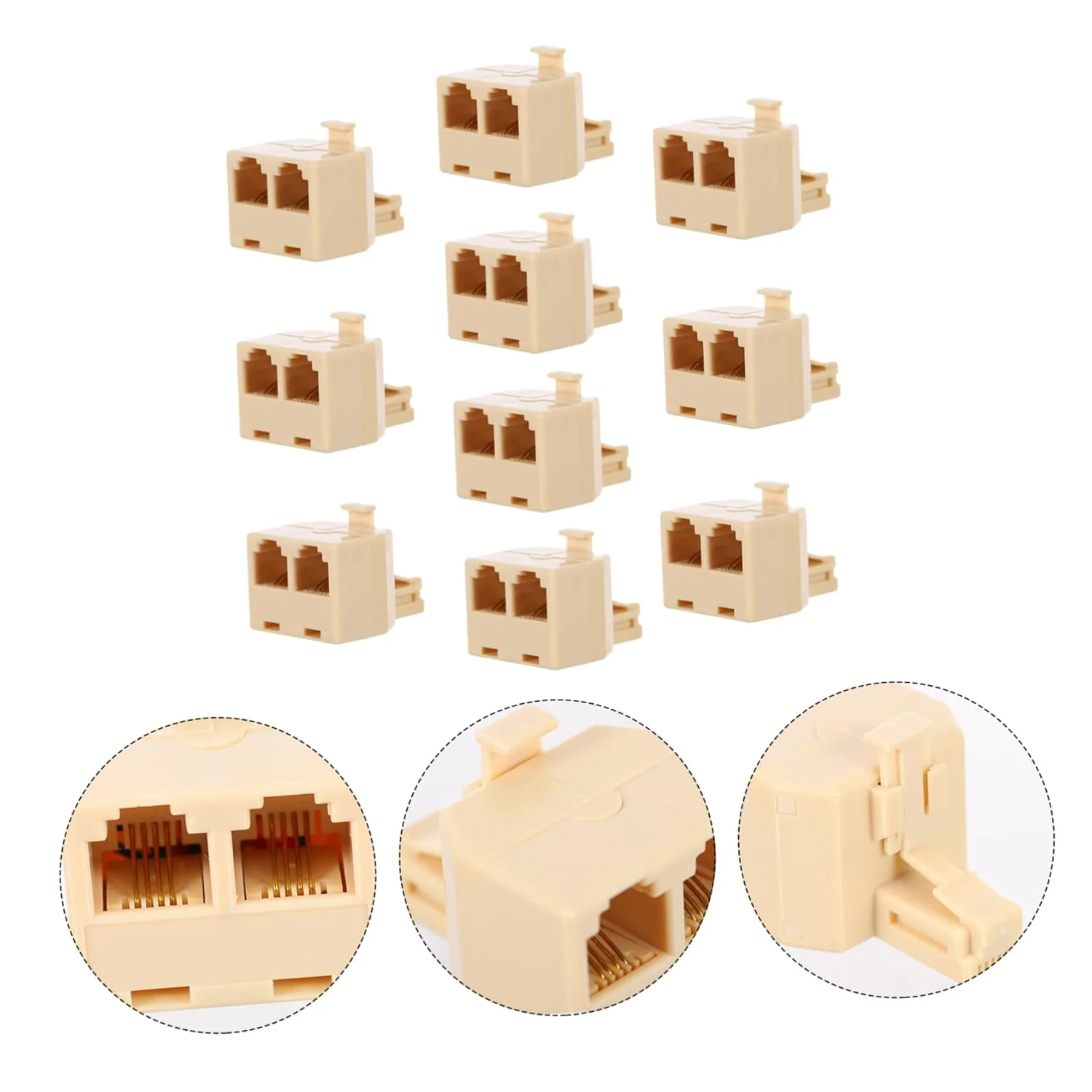 آنگویلی 10 عدد آداپتور تقسیم کننده تلفن، تبدیل کننده خط تلفن برای استفاده از تلفن ثابت، نصب آسان، سازگار با خطوط تلفن استاندارد، اتصال قابل اعتماد برای چندگانه