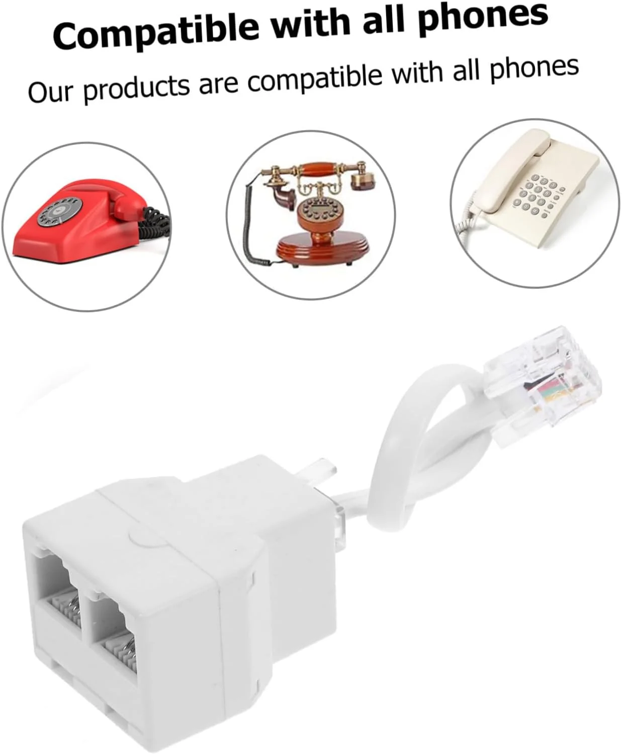 آداپتور جداشدنی تقسیم کننده خط تلفن Angoily برای اتصالات تلفن دوگانه، طراحی چهار هسته ای، سیگنال راحت و قابل حمل برای استفاده در خانه و دفتر