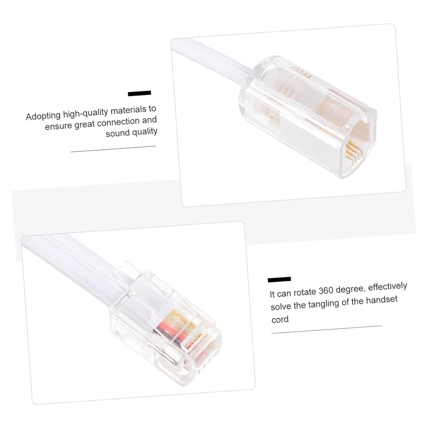 آنگویلی 2 عدد چرخاننده سیم تلفن، آداپتور کابل تلفن برای خط تلفن