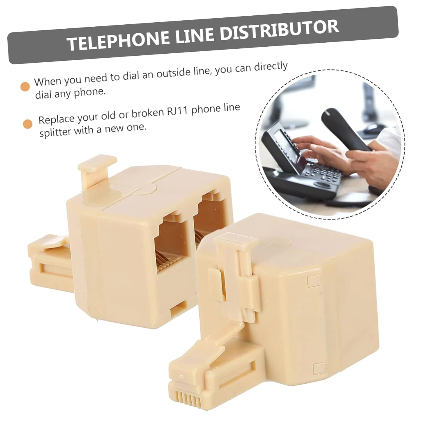 آنگویلی 10 عدد آداپتور تقسیم کننده تلفن، تبدیل کننده خط تلفن برای استفاده از تلفن ثابت، نصب آسان، سازگار با خطوط تلفن استاندارد، اتصال قابل اعتماد برای چندگانه