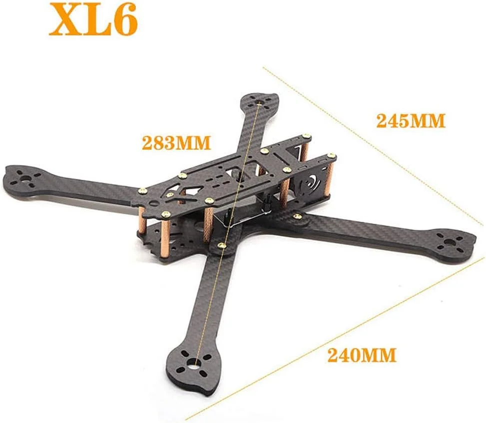 کیت فریم مسابقه ای پهپاد کربن فیبر مقاوم در برابر سقوط XL5/6/7/8/9 با اندازه های 232/283/294/360/390 میلی متر (XL6)