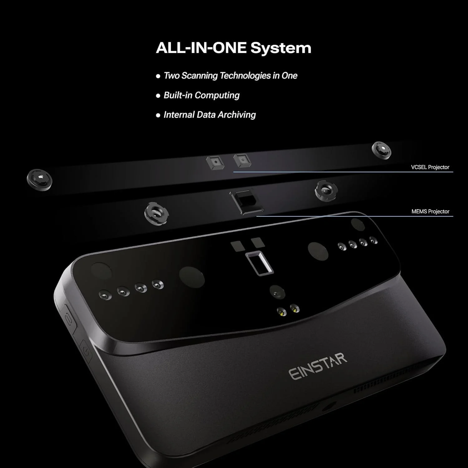 اسکنر سه بعدی دستی بی سیم Shining3D [Einstar Vega] اسکنر سه بعدی دستی همه کاره، پشتیبانی از دو فناوری اسکن برای اشیاء کوچک تا بزرگ به همراه نرم افزار اسکن برای چاپ سه بعدی، هنر، دیجیتال