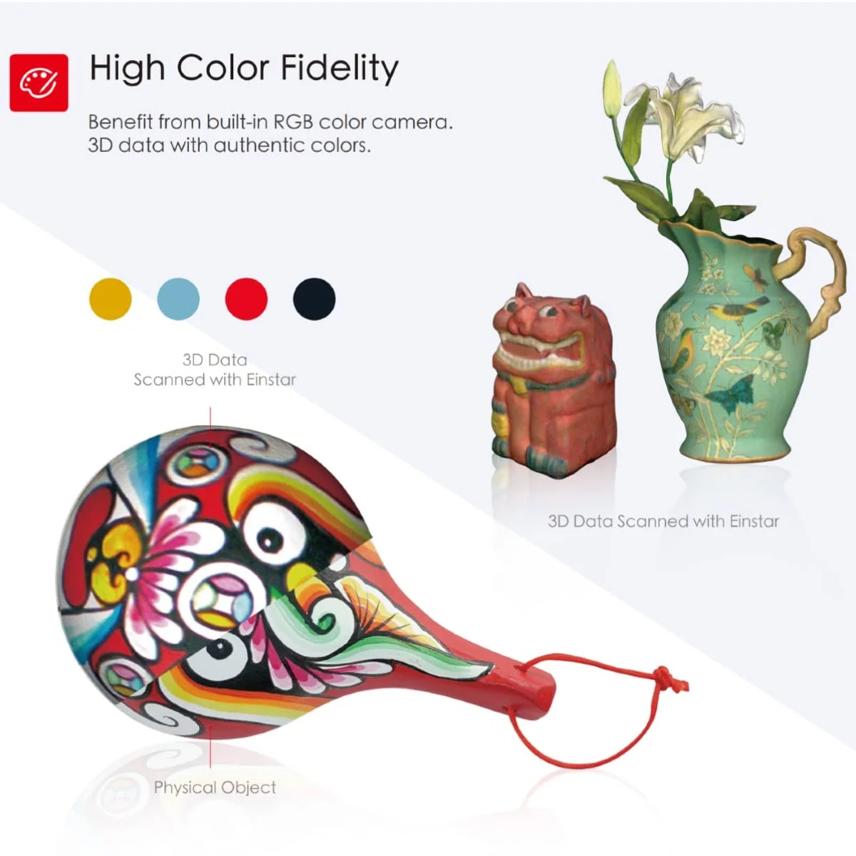 اسکنر سه بعدی دستی Shining3D [Einstar] دارای دوربین رنگی RGB داخلی، سرعت اسکن 14 فریم در ثانیه با نرم افزار اسکن برای چاپ سه بعدی، مراقبت های بهداشتی، هنر، بایگانی دیجیتال