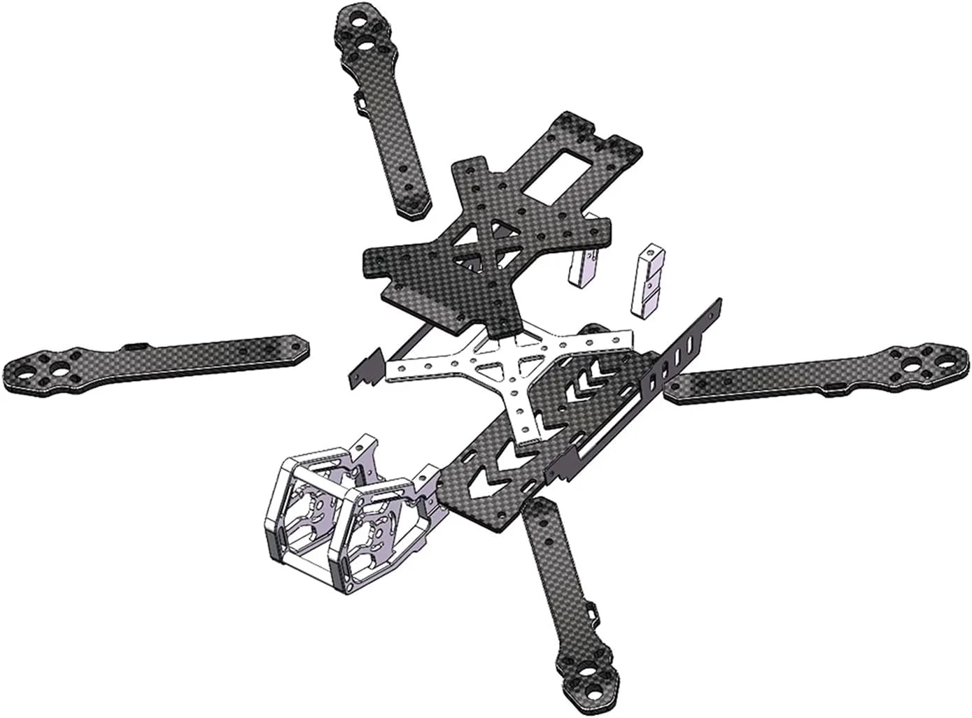 لوازم جانبی Apache 5 اینچ شامل بازوی بالا، صفحه بالایی، صفحه پایینی، صفحه جانبی، کیت قاب قطعات پهپاد RC (1 عدد صفحه بالایی)