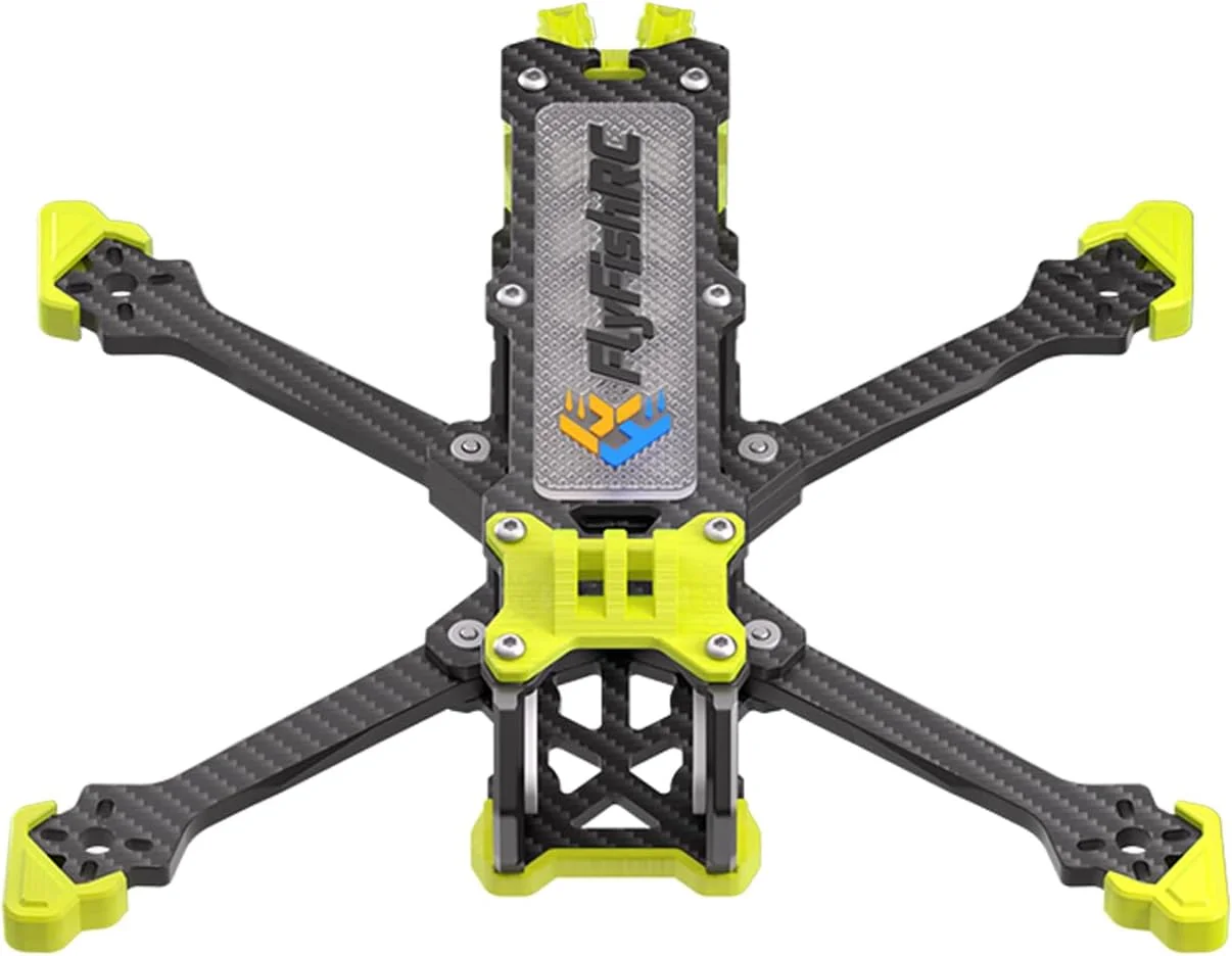 کیت فریم کوادکوپتر مسابقه ای پهپاد FlyFishRC VX3.5 O4 Pro Air Unit RC FPV، پیکربندی Squashed-X، فیبر کربن، زرد