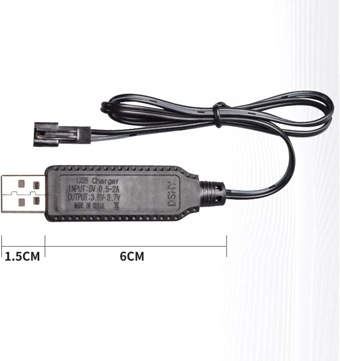 کابل شارژر USB باتری 3.7 ولت با دوشاخه SM-2P مناسب برای باتری های NiCd/NiMH/LiPo مناسب برای ماشین های کنترلی، پهپادهای FPV و کوادکوپتر