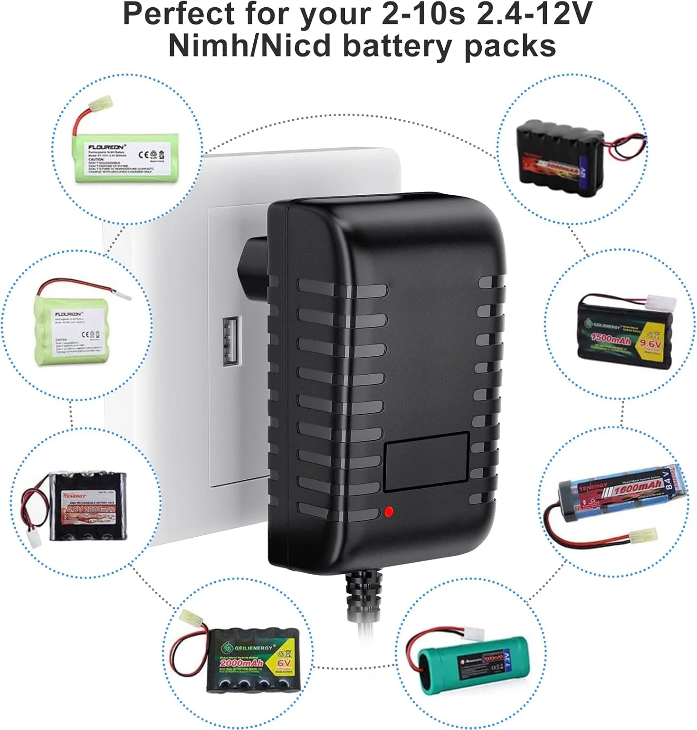 شارژر باتری آرسی SoulBay، شارژر NIMH/NICD برای باتری های 2-10 سلولی NIMH/NICD مناسب ماشین آرسی/قایق آرسی/هواپیمای آرسی/پهپاد/ایر سافت/مدل، شارژر باتری با 8 آداپتور جهانی، جریان شارژ 500-1000 میلی آمپر شارژر باتری آرسی SoulBay، شارژر NIMH/NICD برای باتری های 2-10 سلولی NIMH/NICD مناسب ماشین آرسی/قایق آرسی/هواپیمای آرسی/پهپاد/ایر سافت/مدل، شارژر باتری با 8 آداپتور جهانی، جریان شارژ 500-1000 میلی آمپر