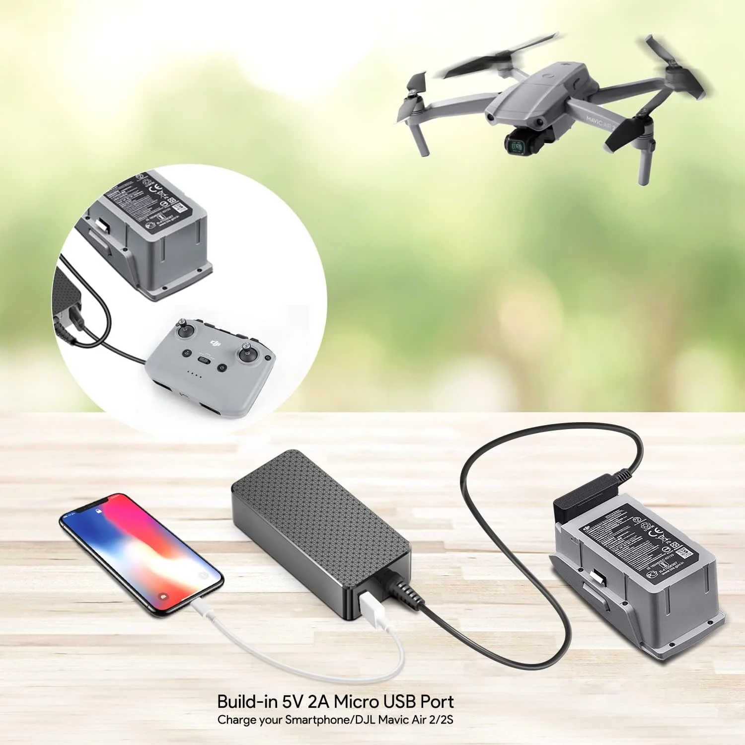 شارژر باتری TAIFU DJI Mavic Air 2/2S، آداپتور AC، کابل برق کوادکوپتر و ریموت کنترل شارژر باتری TAIFU DJI Mavic Air 2/2S، آداپتور AC، کابل برق کوادکوپتر و ریموت کنترل