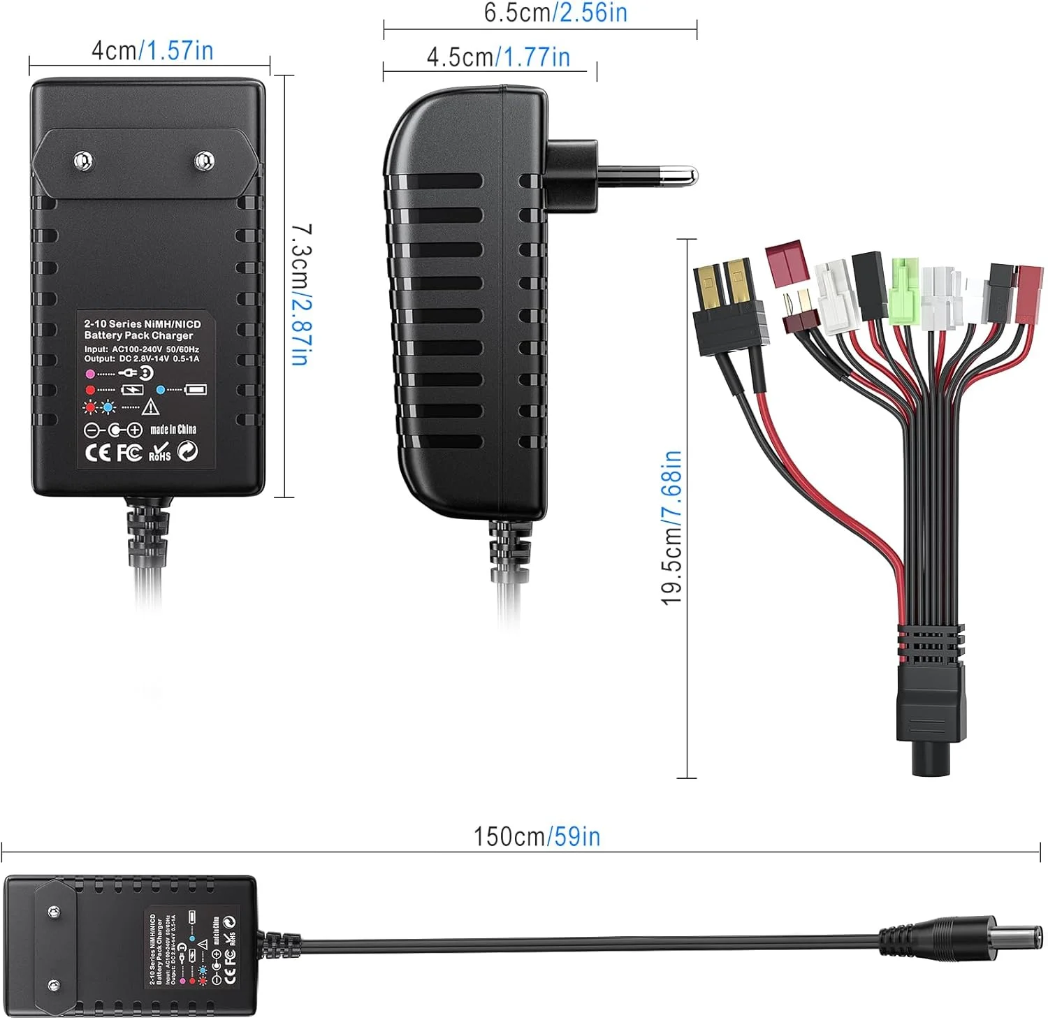 شارژر باتری آرسی SoulBay، شارژر NIMH/NICD برای باتری های 2-10 سلولی NIMH/NICD مناسب ماشین آرسی/قایق آرسی/هواپیمای آرسی/پهپاد/ایر سافت/مدل، شارژر باتری با 8 آداپتور جهانی، جریان شارژ 500-1000 میلی آمپر شارژر باتری آرسی SoulBay، شارژر NIMH/NICD برای باتری های 2-10 سلولی NIMH/NICD مناسب ماشین آرسی/قایق آرسی/هواپیمای آرسی/پهپاد/ایر سافت/مدل، شارژر باتری با 8 آداپتور جهانی، جریان شارژ 500-1000 میلی آمپر