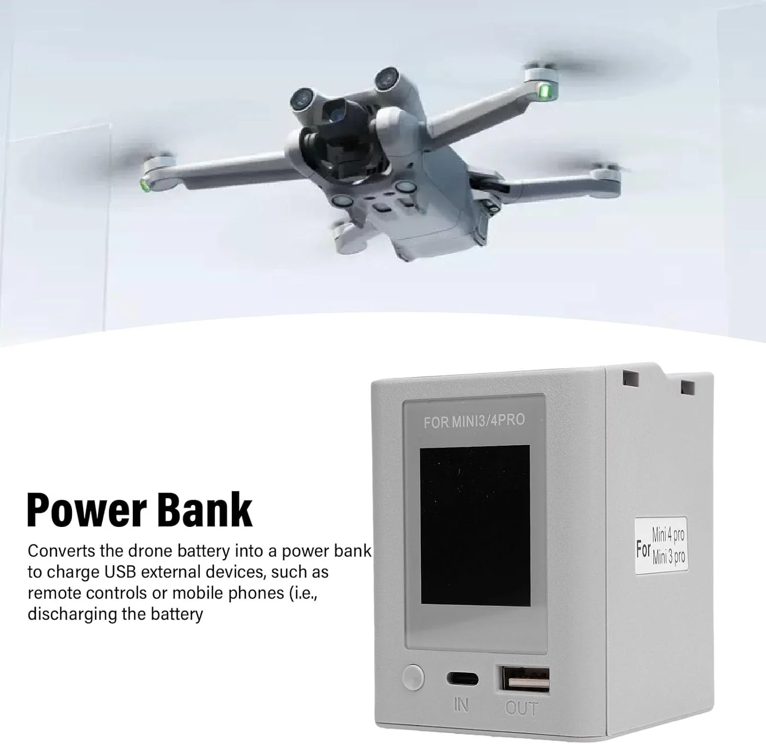 هاب شارژر باتری پهپاد GOWENIC، ایستگاه شارژ سریع PD 45 واتی با نمایشگر LCD، مناسب برای باتری های پهپاد Mini 3 3 Pro 4 Pro، شارژ همزمان 2 باتری