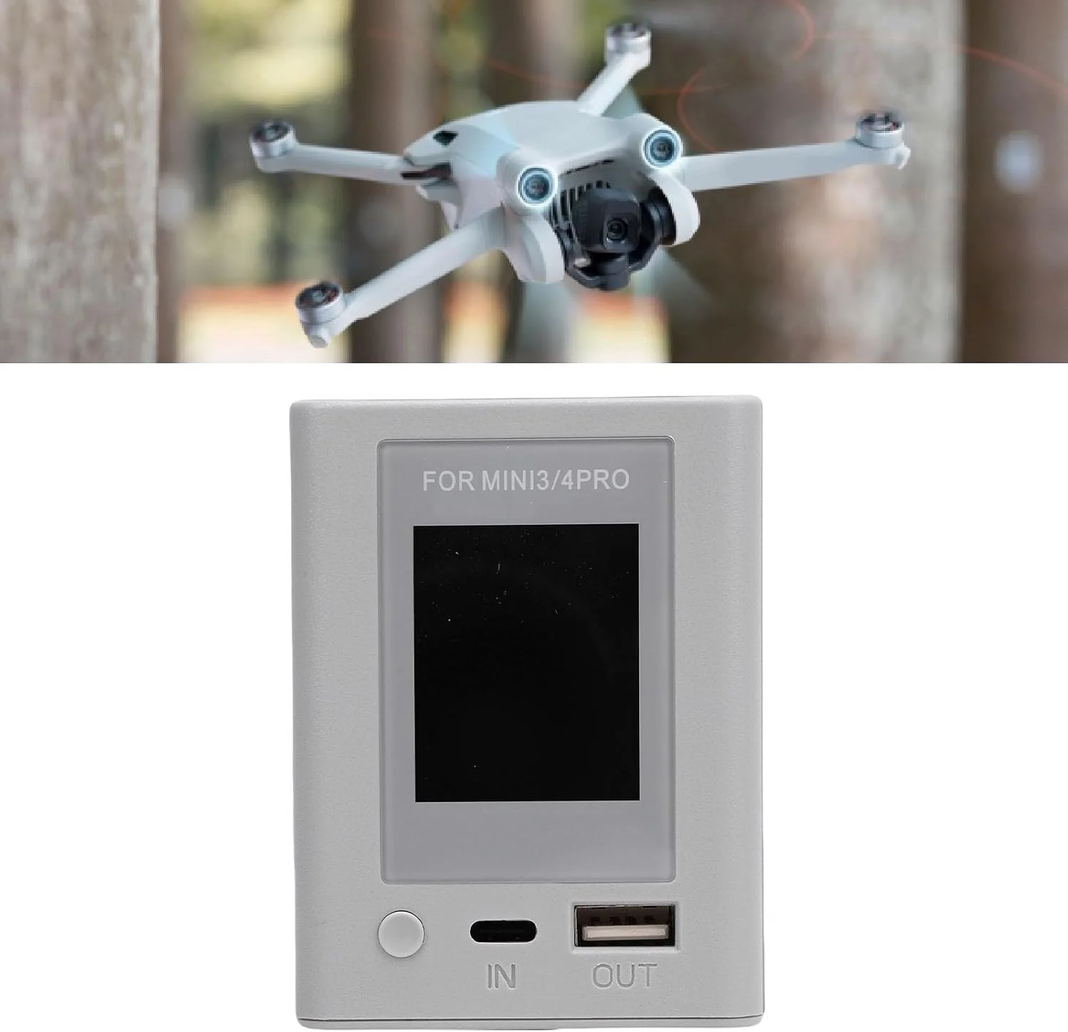 هاب شارژر باتری پهپاد GOWENIC، ایستگاه شارژ سریع PD 45 واتی با نمایشگر LCD، مناسب برای باتری های پهپاد Mini 3 3 Pro 4 Pro، شارژ همزمان 2 باتری