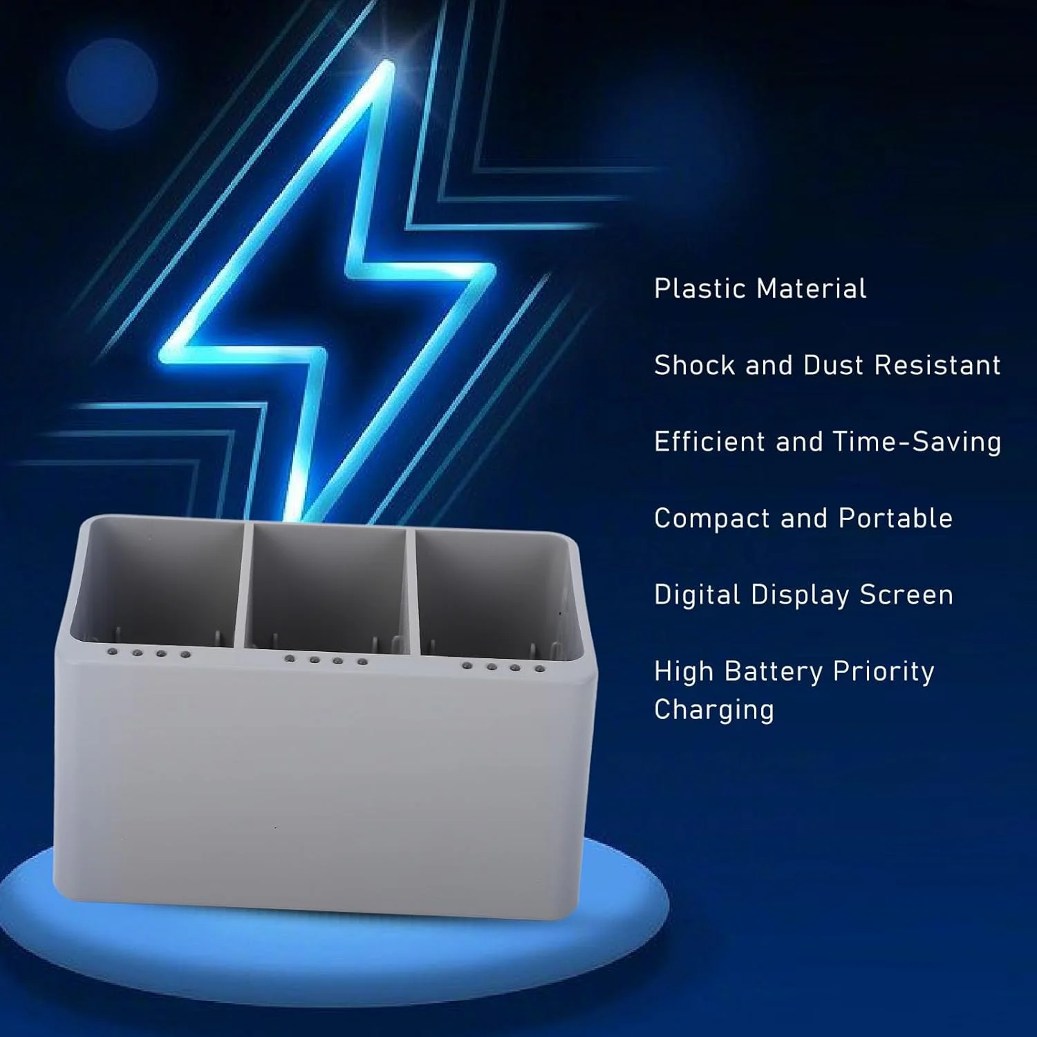 هاب شارژ باتری برای مینی 3/3 پرو/4 پرو، شارژر باتری پهپاد 3 راهه با نمایشگر دیجیتال، شارژر باتری قابل حمل 3 محفظه ای برای باتری ها، با 1*USB + 1*کابل Type C