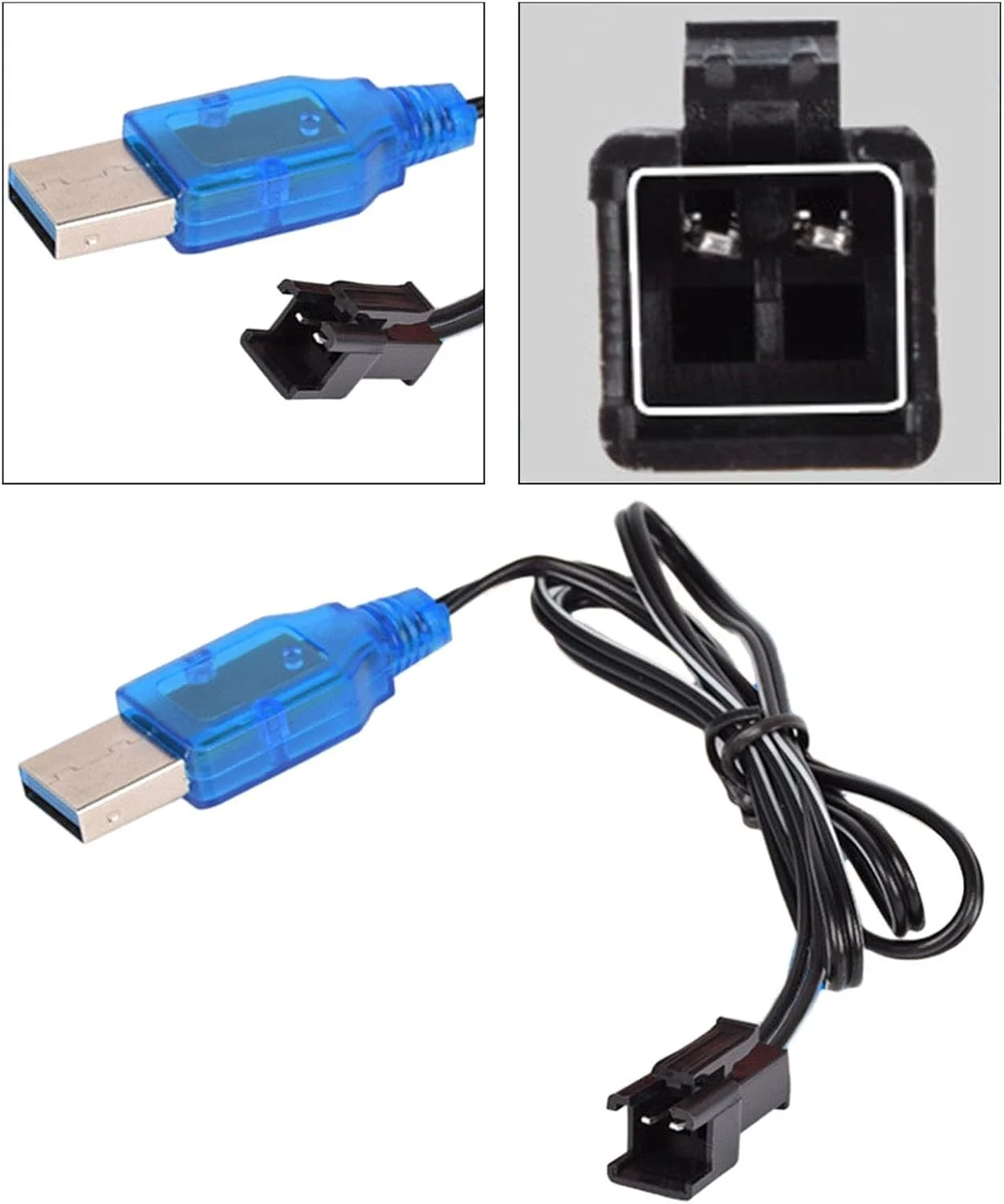 کابل شارژ باتری لیتیوم پلیمر 3.7 ولت مشکی برای اسباب بازی های الکتریکی آرسی، هواپیما، مدل، دستگاه موسیقی، قطعات وسایل نقلیه کنترل از راه دور و برنامه، شارژرهای باتری