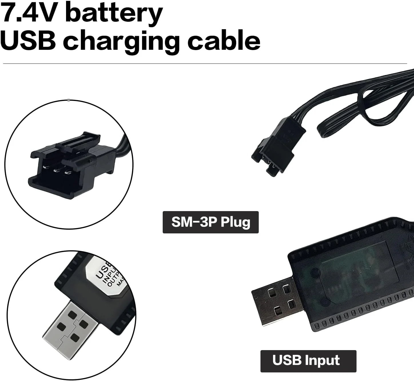کابل شارژر USB 7.4 ولت با دوشاخه SM-3PIN سازگار با ماشین کنترلی، هواپیمای کنترلی، تانک کنترلی، قایق کنترلی و سایر اسباب بازی های کنترلی برای شارژر USB باتری لیپو 2S 7.4 ولت کابل شارژر USB 7.4 ولت با دوشاخه SM-3PIN سازگار با ماشین کنترلی، هواپیمای کنترلی، تانک کنترلی، قایق کنترلی و سایر اسباب بازی های کنترلی برای شارژر USB باتری لیپو 2S 7.4 ولت
