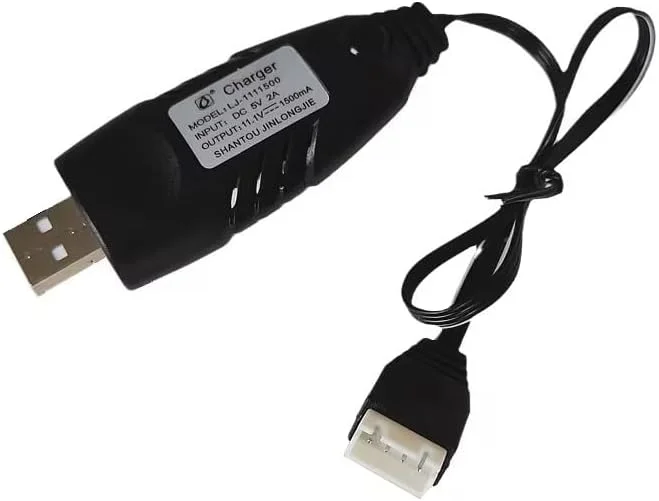 کابل شارژر USB باتری 11.1 ولت 500 میلی آمپر مشکی برای قطعات کوادکوپتر FPV پهپاد با کانکتور 4 پین