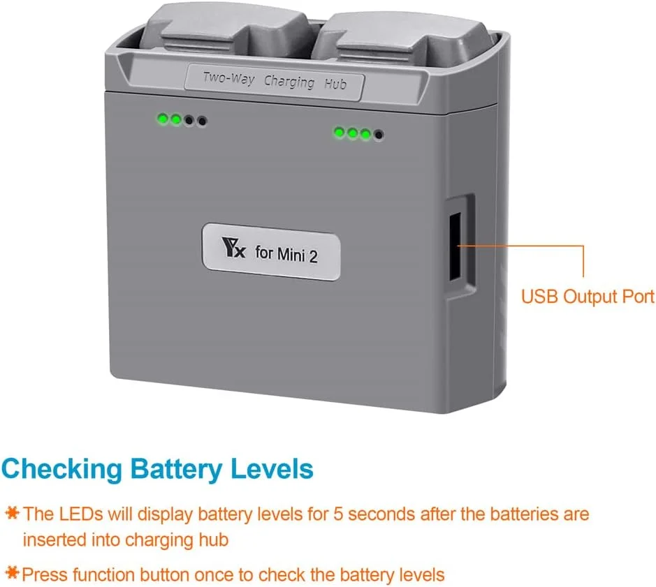 شارژر باتری DJI Mini 2/Mini SE، هاب شارژ دو طرفه شارژر USB برای باتری های پهپاد، دو باتری را به ترتیب شارژ می کند (باتری شامل نمی شود) (خاکستری) شارژر باتری DJI Mini 2/Mini SE، هاب شارژ دو طرفه شارژر USB برای باتری های پهپاد، دو باتری را به ترتیب شارژ می کند (باتری شامل نمی شود) (خاکستری)