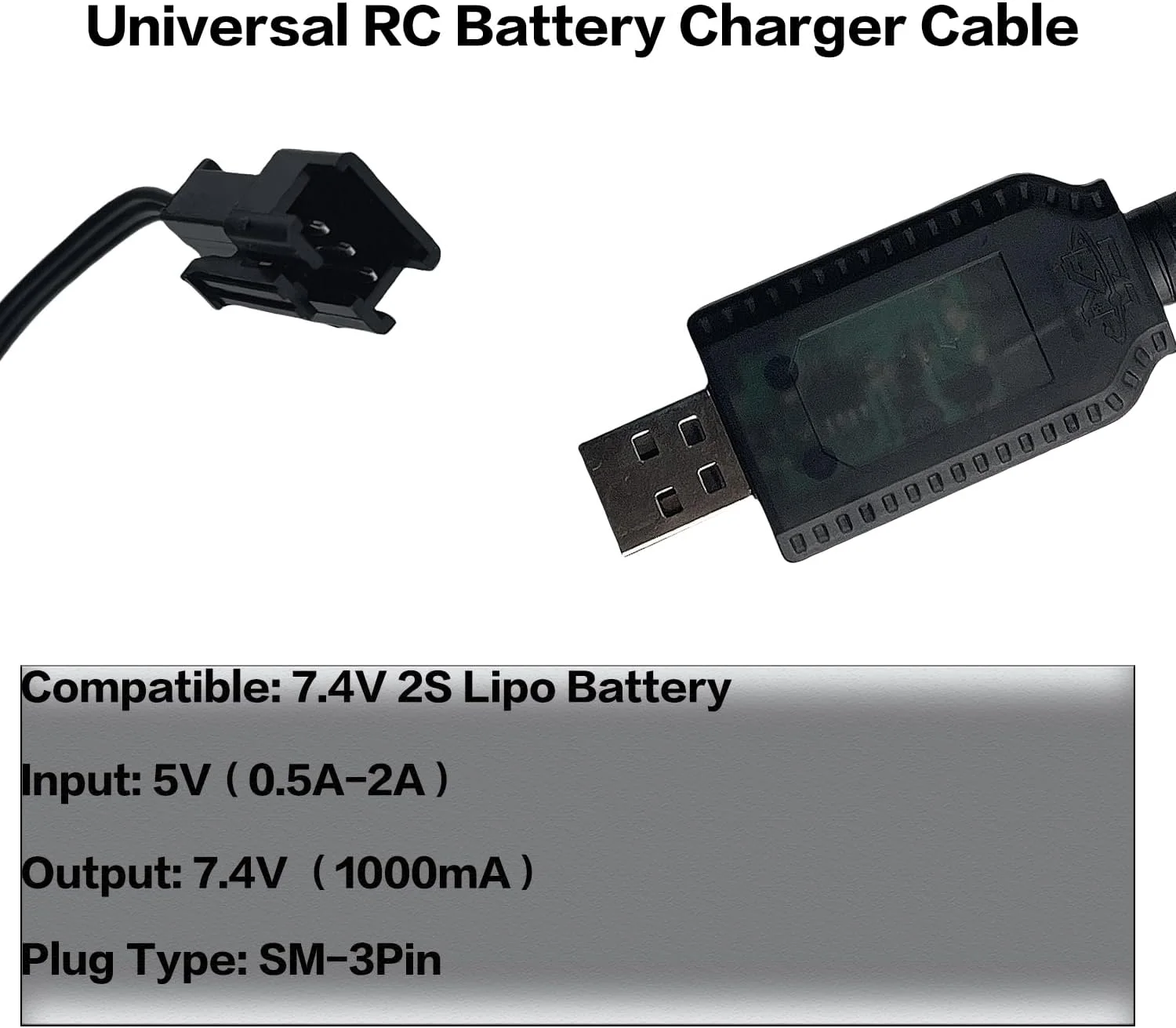 کابل شارژر USB 7.4 ولت با دوشاخه SM-3PIN سازگار با ماشین کنترلی، هواپیمای کنترلی، تانک کنترلی، قایق کنترلی و سایر اسباب بازی های کنترلی برای شارژر USB باتری لیپو 2S 7.4 ولت کابل شارژر USB 7.4 ولت با دوشاخه SM-3PIN سازگار با ماشین کنترلی، هواپیمای کنترلی، تانک کنترلی، قایق کنترلی و سایر اسباب بازی های کنترلی برای شارژر USB باتری لیپو 2S 7.4 ولت