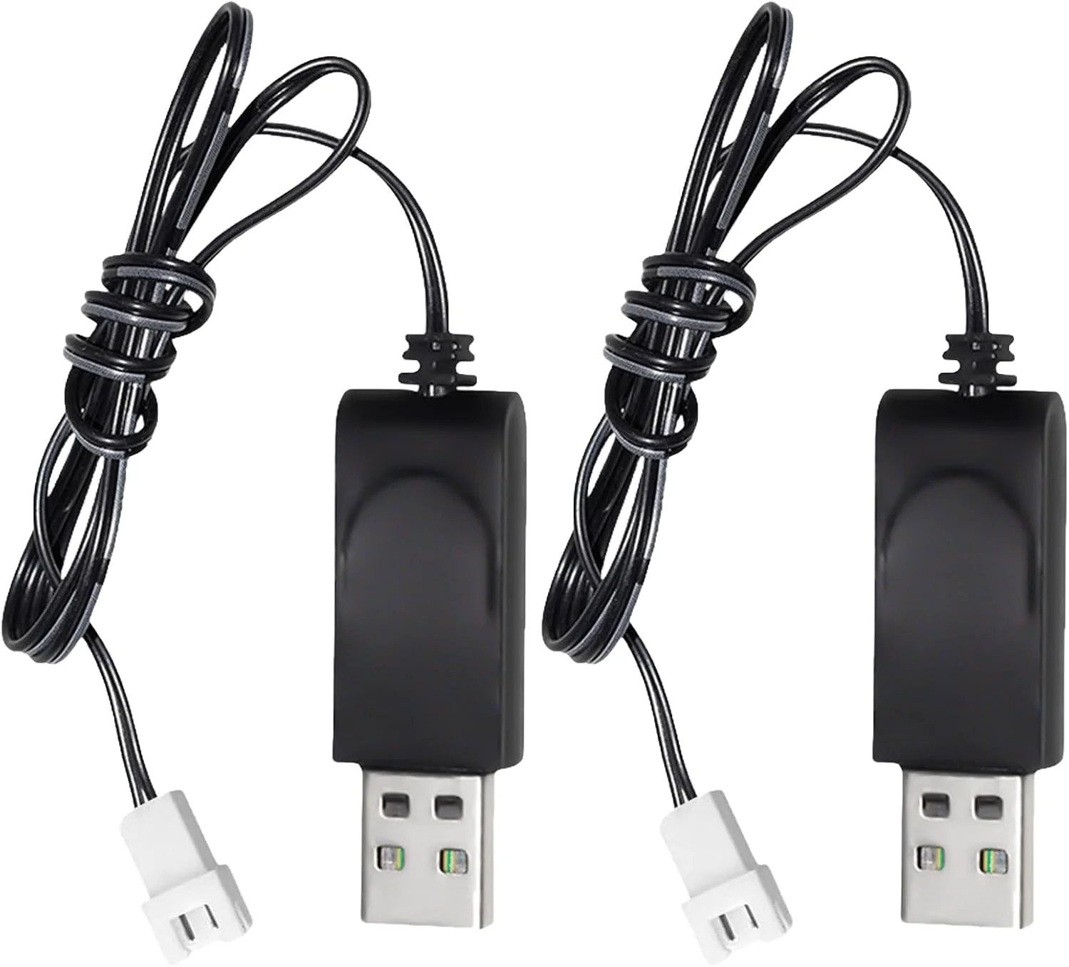 شارژر باتری 3.7 ولت، 2 عدد شارژر باتری USB برای ماشین کنترلی و اسباب بازی با نشانگر LED، کابل شارژ USB باتری لیتیومی برای باتری های NiCd/NiMH/LiPo (3.7v-XH2.5)