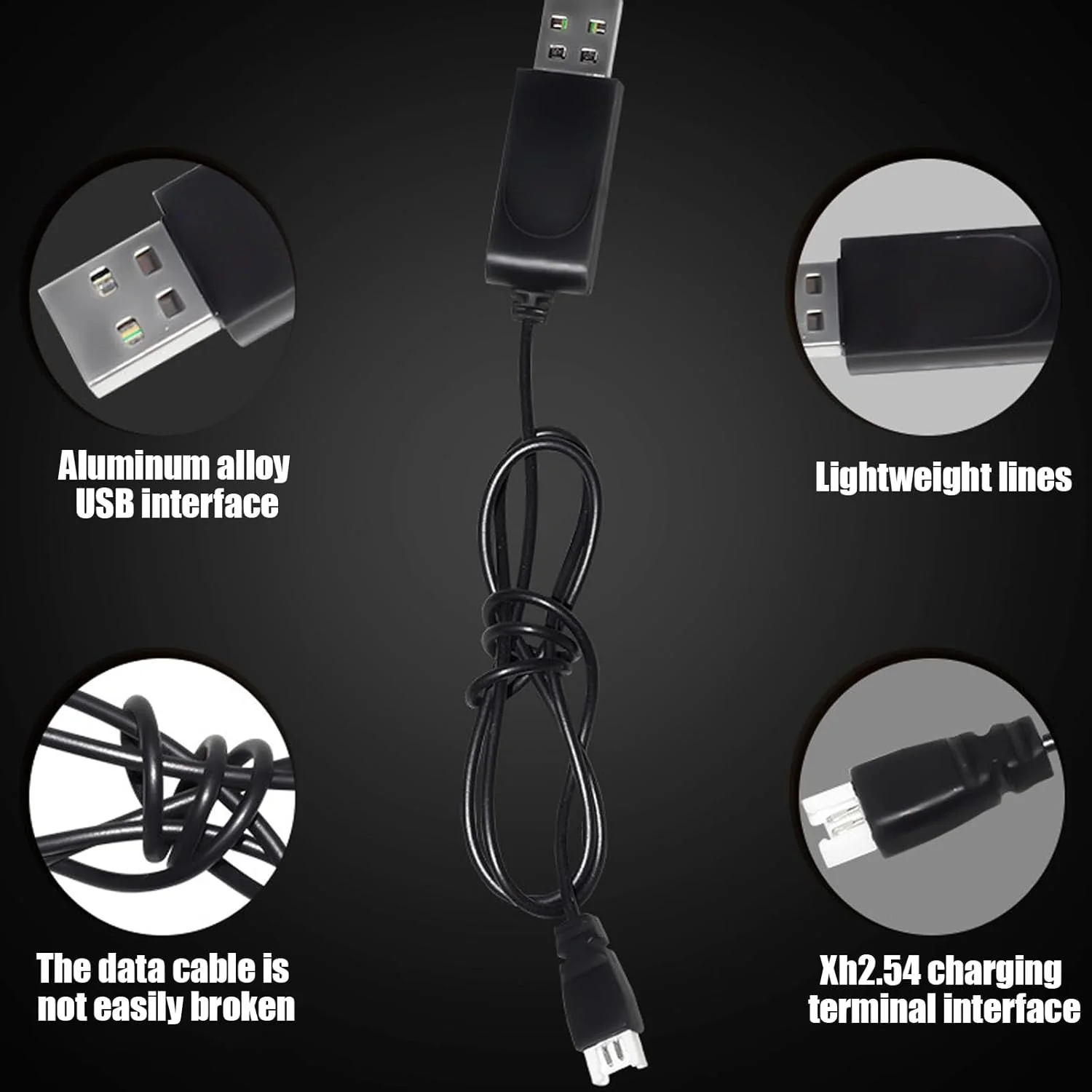 شارژر باتری 3.7 ولت، 2 عدد شارژر باتری USB برای ماشین کنترلی و اسباب بازی با نشانگر LED، کابل شارژ USB باتری لیتیومی برای باتری های NiCd/NiMH/LiPo (3.7v-XH2.5)