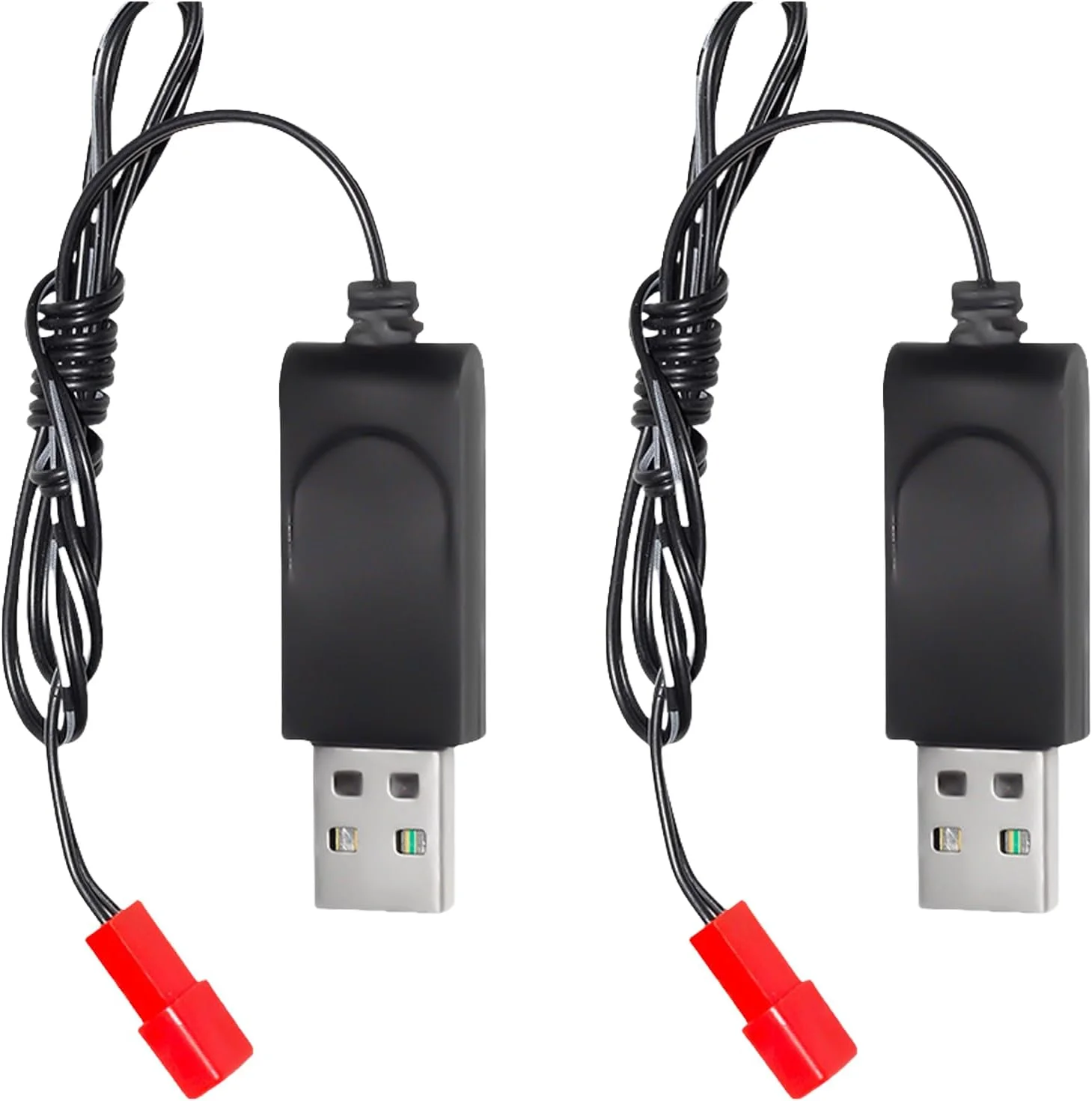 شارژر باتری 3.7 ولت، 2 عدد شارژر باتری USB برای ماشین کنترلی و اسباب بازی های کنترلی، کابل شارژ USB باتری لیتیومی برای باتری های NiCd/NiMH/LiPo (3.7v-JST)