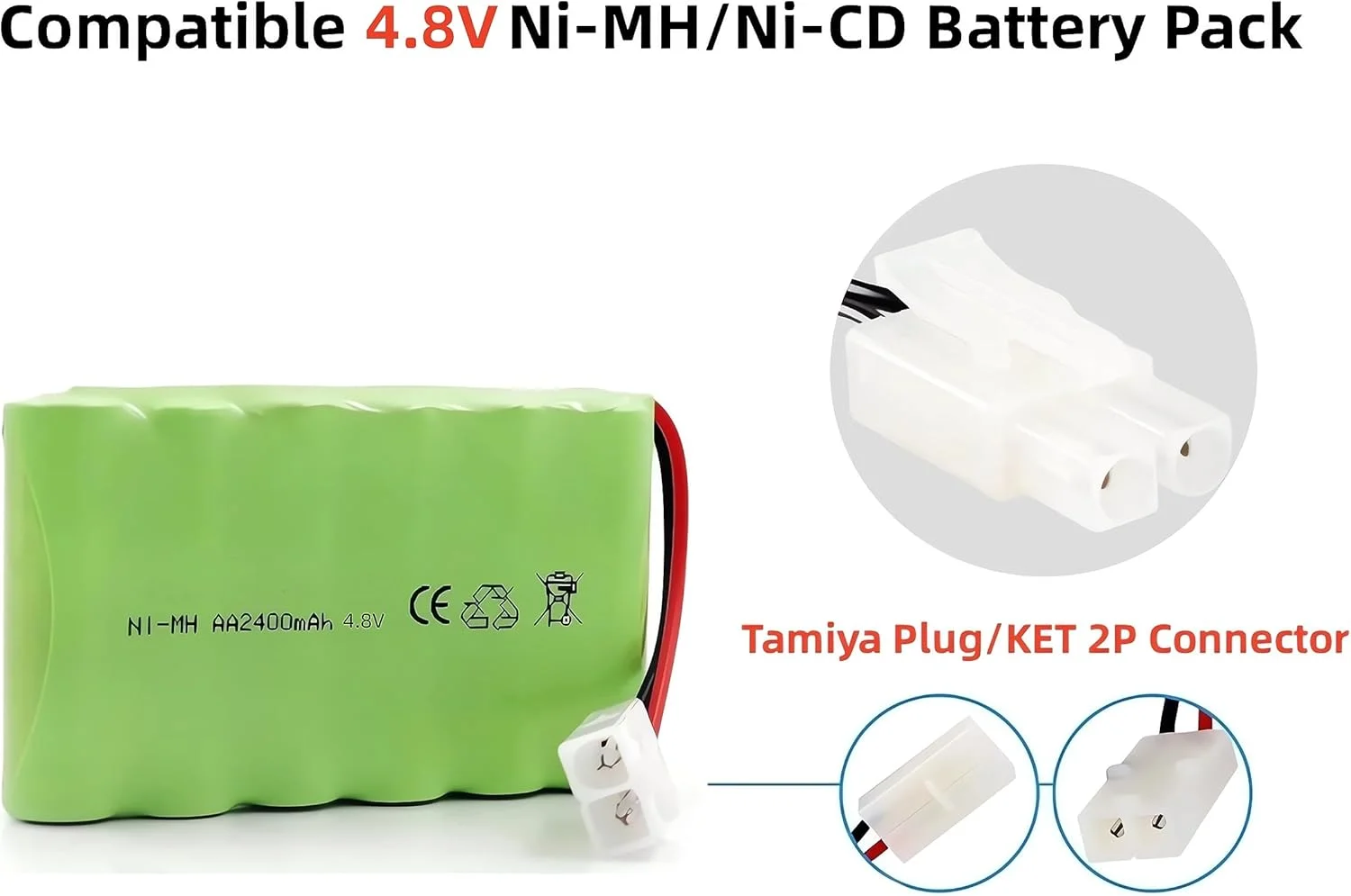 کابل شارژر یونیورسال RC مدل Aliwisdom با کانکتور KET-2P برای باتری های NIMH و NICD با ولتاژ 4.8V 6V 7.2V 8.4V 9.6V (4-8S)، سازگار با ماشین/قایق/هواپیما/پهپاد RC (4.8V)