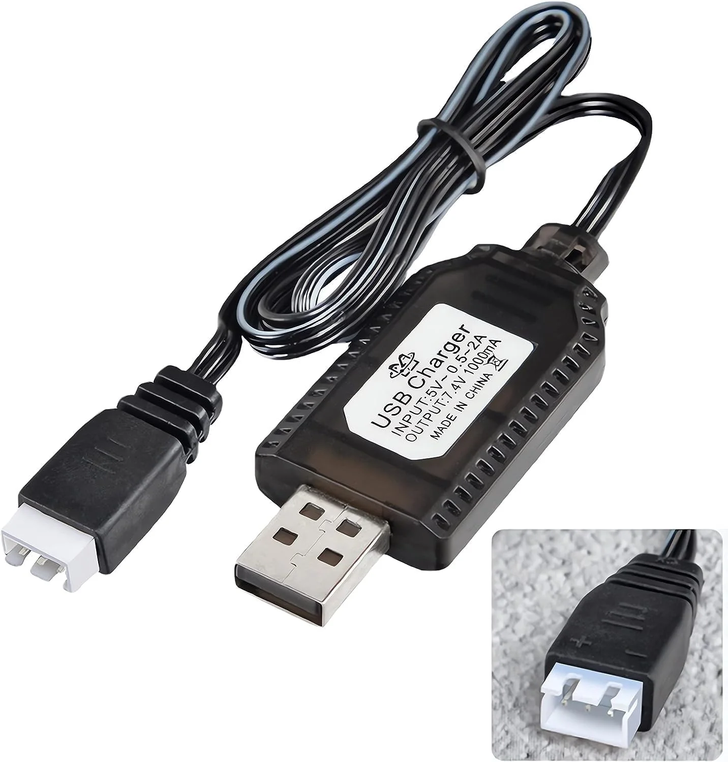 کابل شارژر USB RC یونیورسال Aliwisdom با کانکتور XH-3P برای باتری لیتیوم پلیمری 7.4 ولت، سازگار با ماشین کنترلی/قایق کنترلی/هواپیمای کنترلی/پهپاد کنترلی و سایر اسباب بازی های کنترل از راه دور