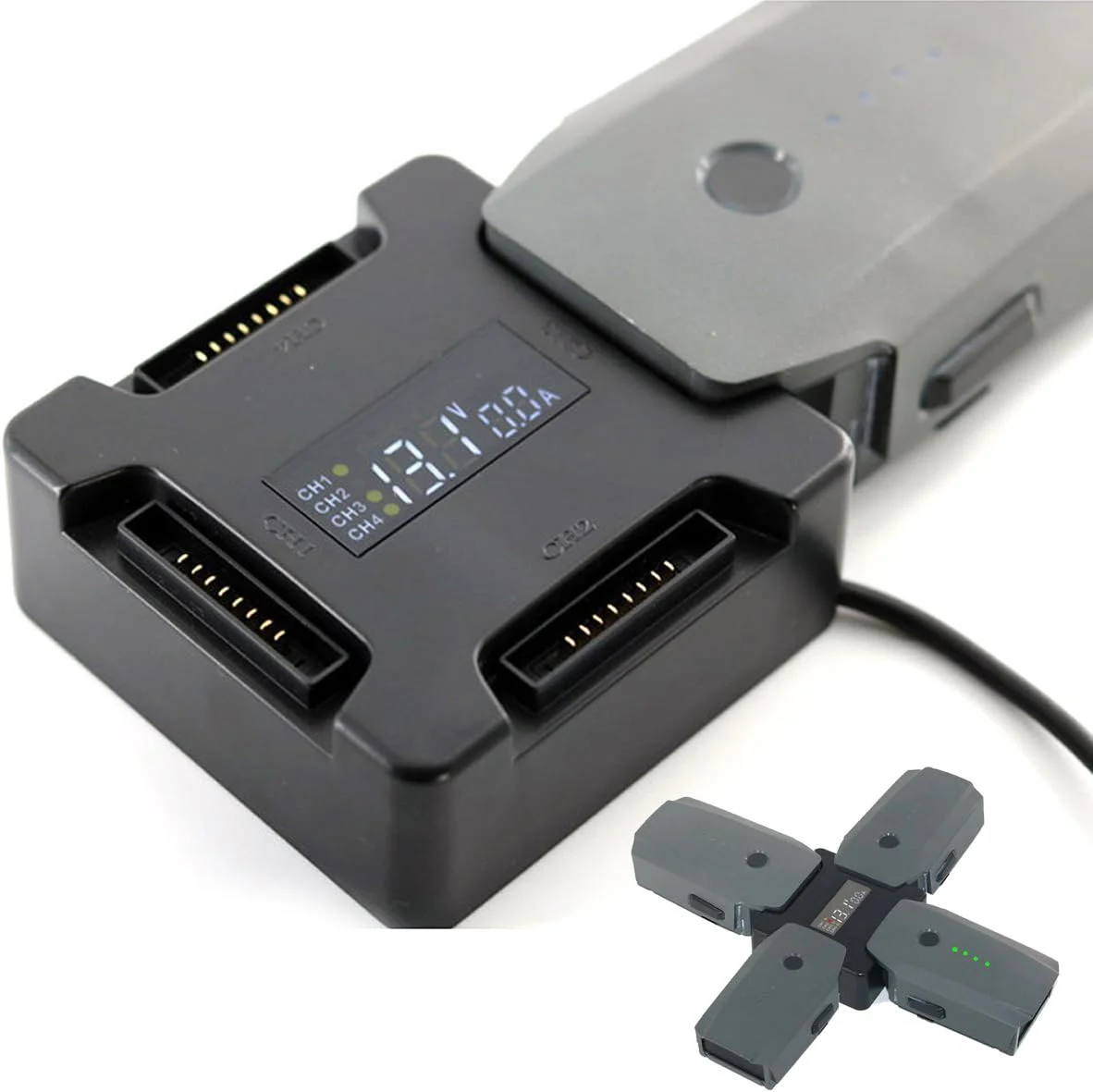 هاب شارژر باتری 4 پورت Flycoo برای باتری پهپاد DJI Mavic Pro، آداپتور داک شارژ موازی با نمایشگر دیجیتال