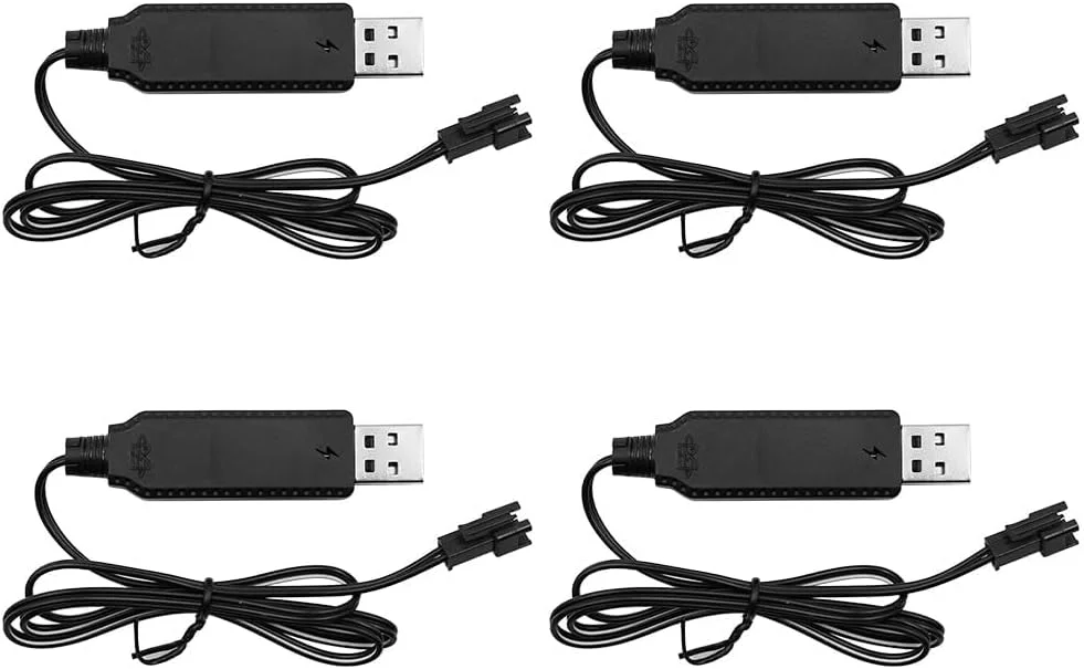شارژر USB باتری 3.7 ولت لیتیومی با پورت SM-2P برای ماشین کنترلی، تفنگ اسپلتر بال، پهپاد FPV و کوادکوپتر - 4 عدد
