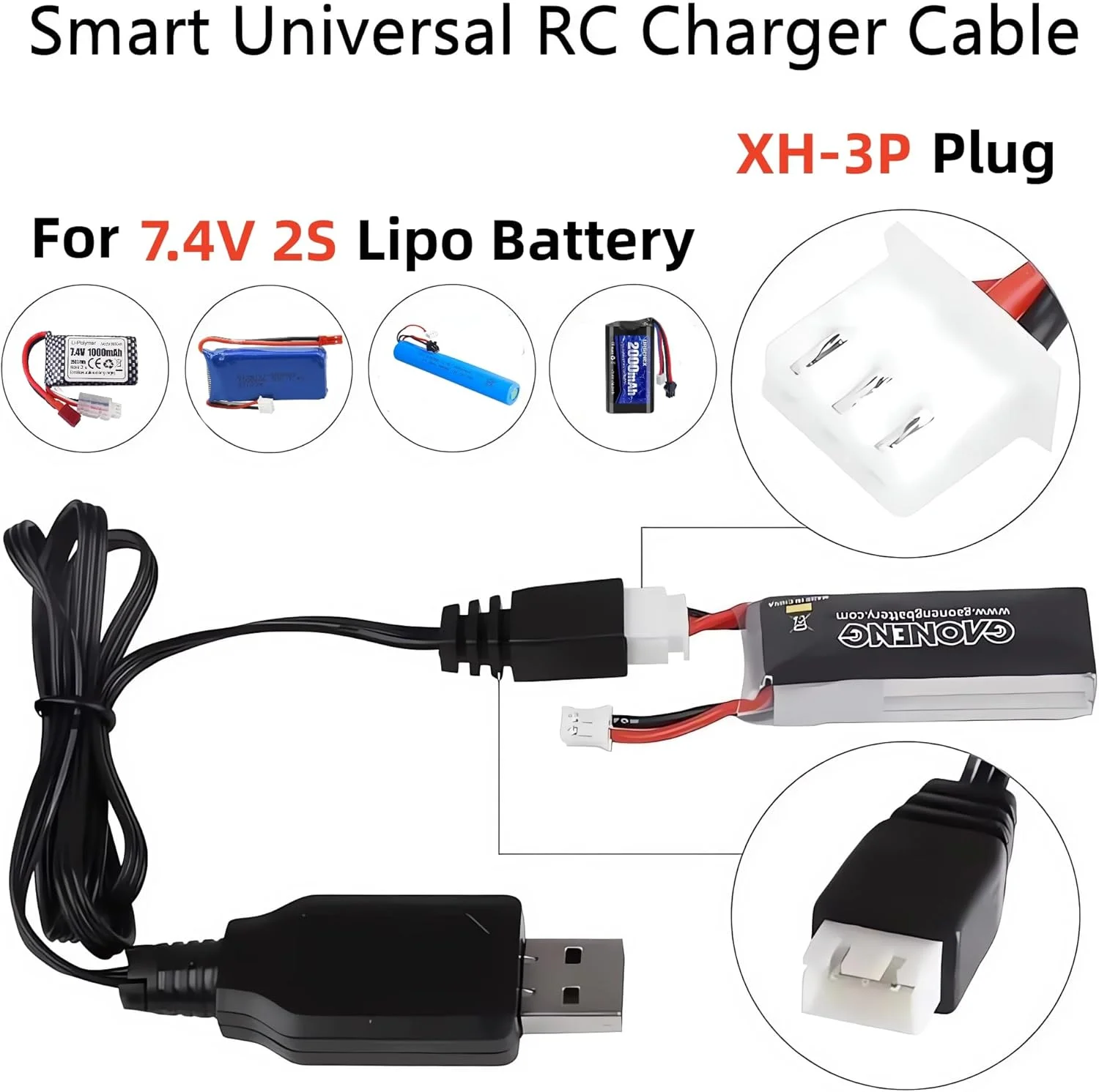 کابل شارژر USB RC یونیورسال Aliwisdom با کانکتور XH-3P برای باتری لیتیوم پلیمری 7.4 ولت، سازگار با ماشین کنترلی/قایق کنترلی/هواپیمای کنترلی/پهپاد کنترلی و سایر اسباب بازی های کنترل از راه دور کابل شارژر USB RC یونیورسال Aliwisdom با کانکتور XH-3P برای باتری لیتیوم پلیمری 7.4 ولت، سازگار با ماشین کنترلی/قایق کنترلی/هواپیمای کنترلی/پهپاد کنترلی و سایر اسباب بازی های کنترل از راه دور