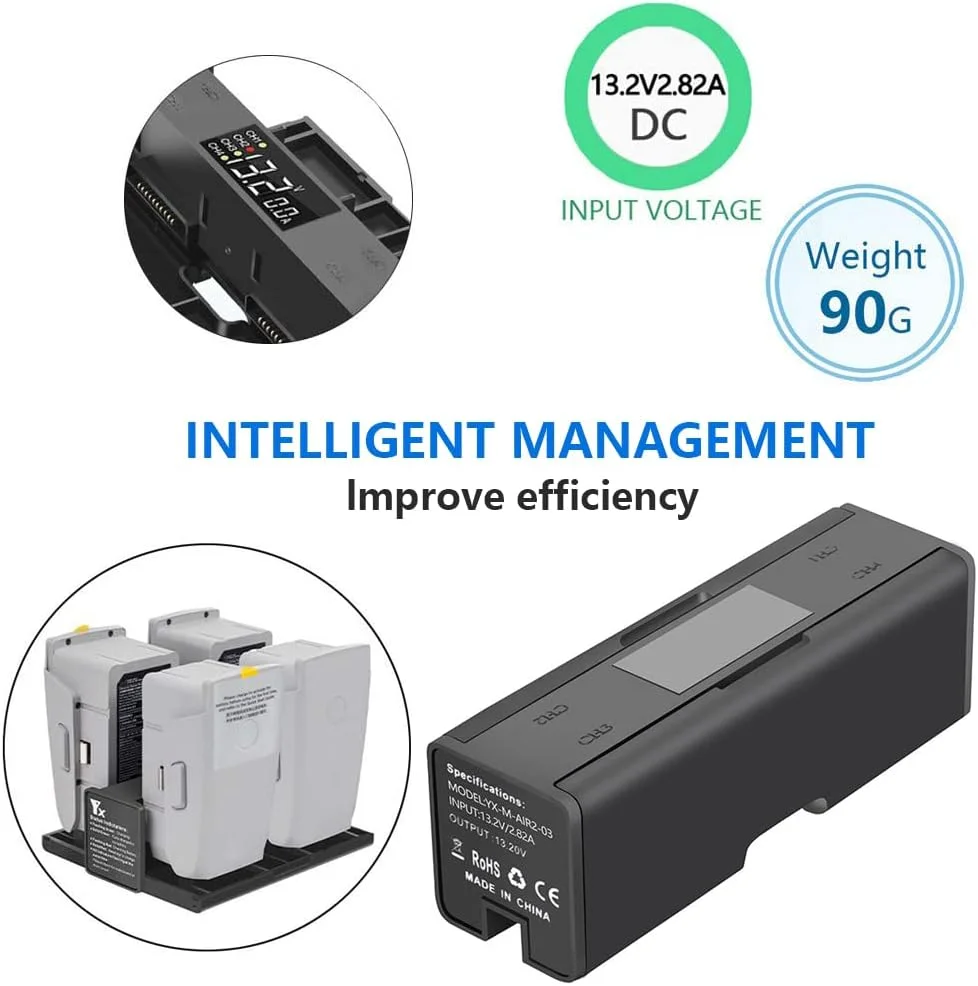 ایستگاه شارژر باتری 4 در 1 با نمایشگر LCD، هاب شارژر هوشمند برای پهپاد DJI Mavic Air 2 ایستگاه شارژر باتری 4 در 1 با نمایشگر LCD، هاب شارژر هوشمند برای پهپاد DJI Mavic Air 2