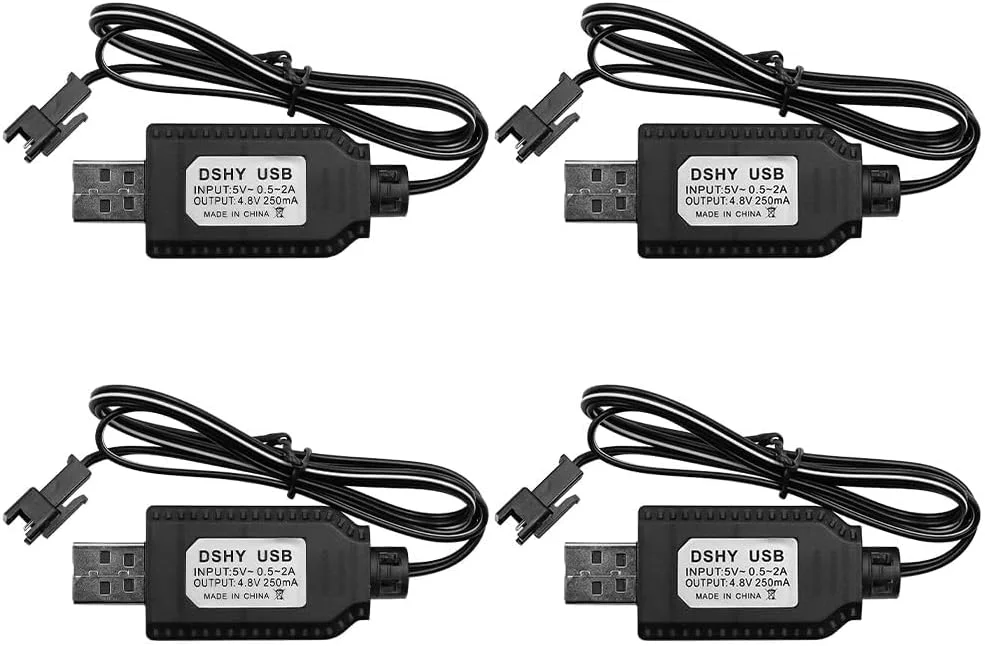کابل شارژ USB 4.8 ولت با پورت SM، مناسب برای ماشین کنترلی، تفنگ بازی، پهپاد FPV و کوادکوپتر (4 عدد)