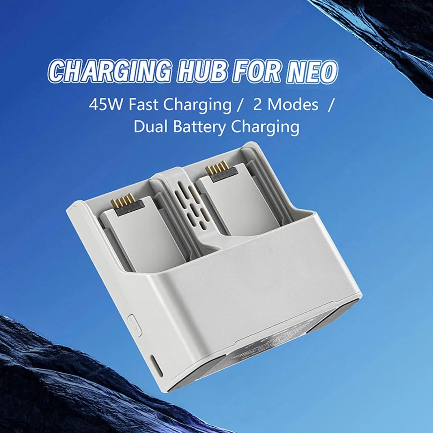 هاب شارژ دو طرفه 45 واتی، شارژر باتری سریع، شارژر باتری دوتایی با مدیریت شارژ و نگهداری سازگار با لوازم جانبی پهپاد DJI Neo، محافظت در برابر شارژ بیش از حد و ولتاژ بالا