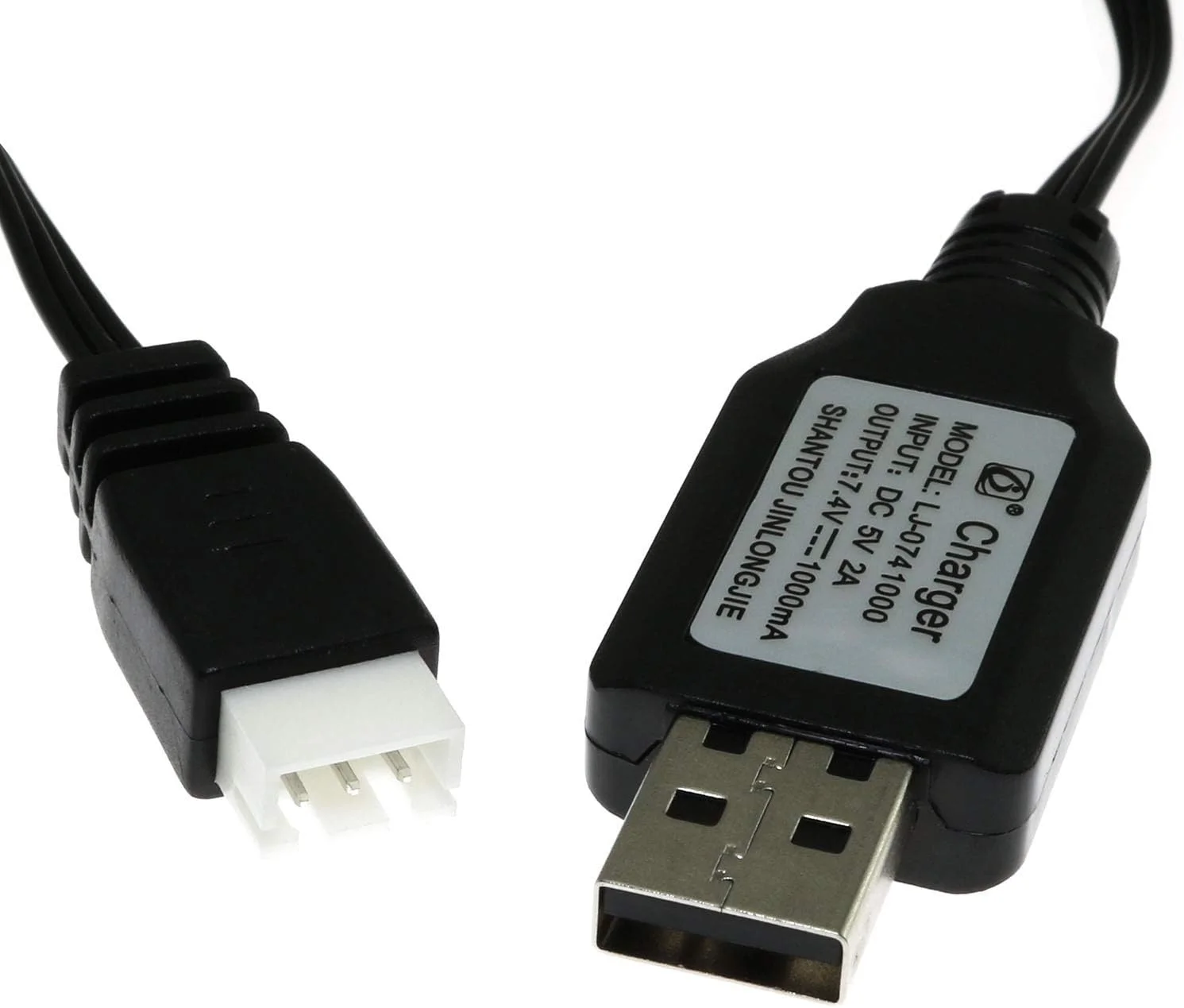 کابل شارژر USB باتری لیپو 7.4 ولت 1 آمپر XH-3P برای قطعات کوادکوپتر RC FPV، یک عدد