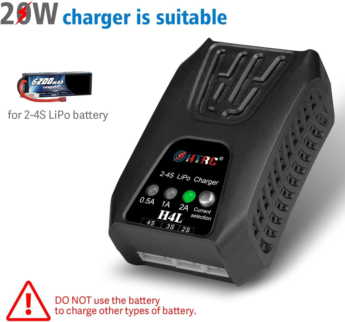 شارژر باتری KASTWAVE، شارژر 20 واتی Lipo 2A برای بسته باتری Lipo 2-4S، شارژر سریع تعادلی RC، برای ماشین RC، تفنگ بادی، قایق RC و غیره