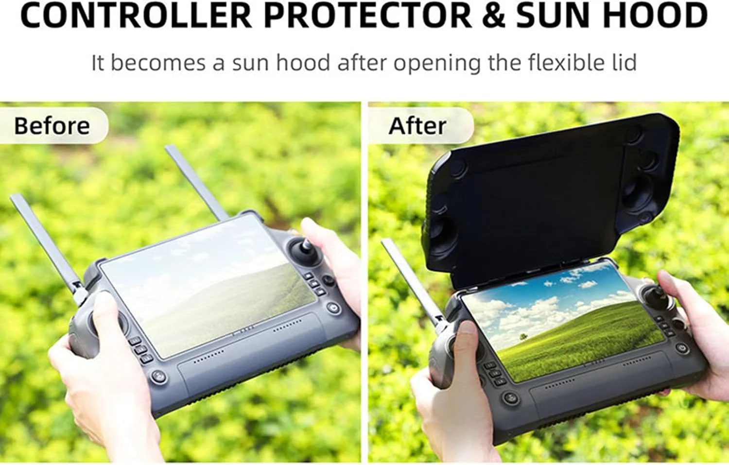 محافظ 2 در 1 برای ریموت کنترل DJI RC Plus به همراه آفتابگیر سازگار با DJI Inspire 3/AGRAS T50 T25 T40/Matrice M30 M30T لوازم جانبی پهپاد