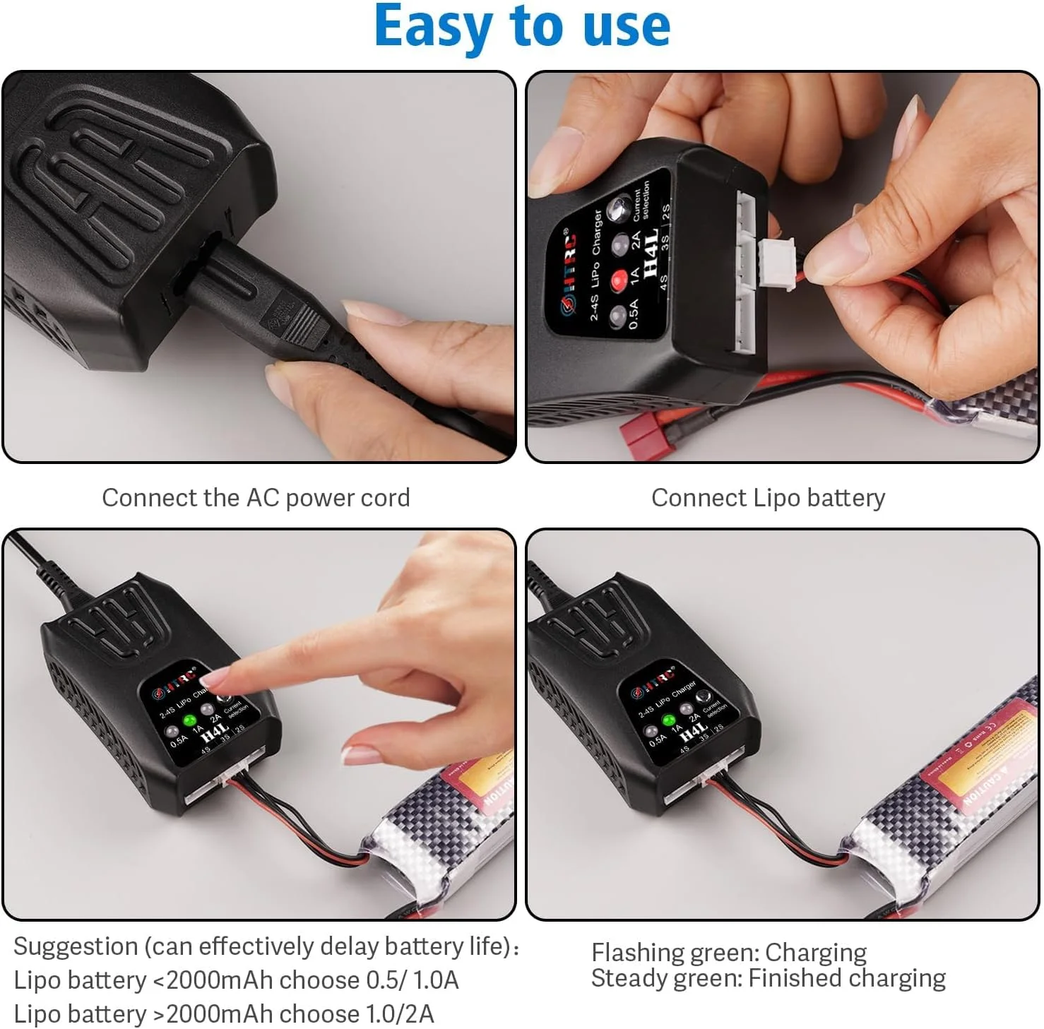 شارژر باتری KASTWAVE، شارژر 20 واتی Lipo 2A برای بسته باتری Lipo 2-4S، شارژر سریع تعادلی RC، برای ماشین RC، تفنگ بادی، قایق RC و غیره