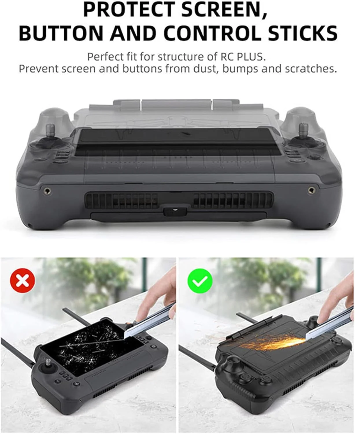 محافظ 2 در 1 برای ریموت کنترل DJI RC Plus به همراه آفتابگیر سازگار با DJI Inspire 3/AGRAS T50 T25 T40/Matrice M30 M30T لوازم جانبی پهپاد