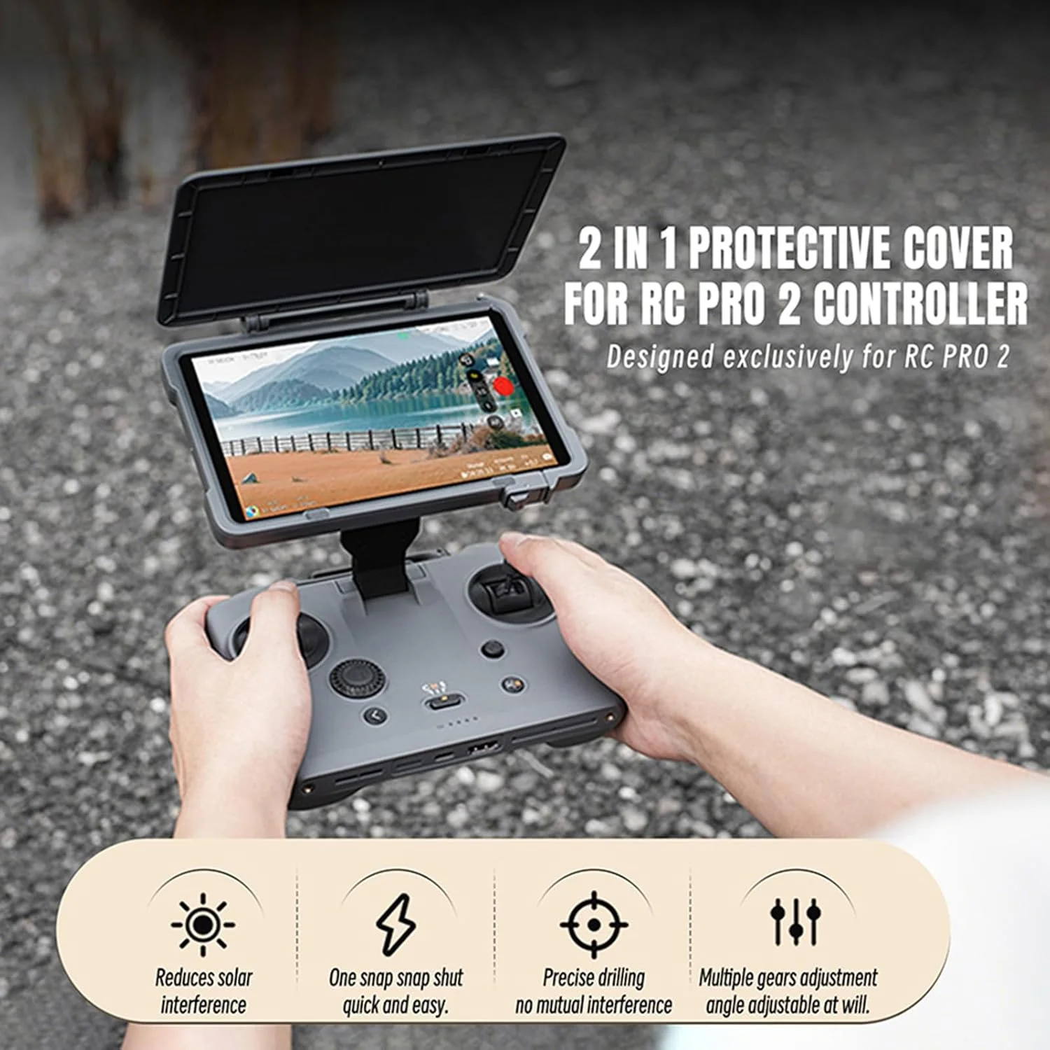 آفتابگیر و محافظ صفحه نمایش 2 در 1 برای ریموت کنترل DJI RC PRO 2، سازگار با DJI Mavic 4 Pro, Mini 4/5 Pro, Air 3/3S