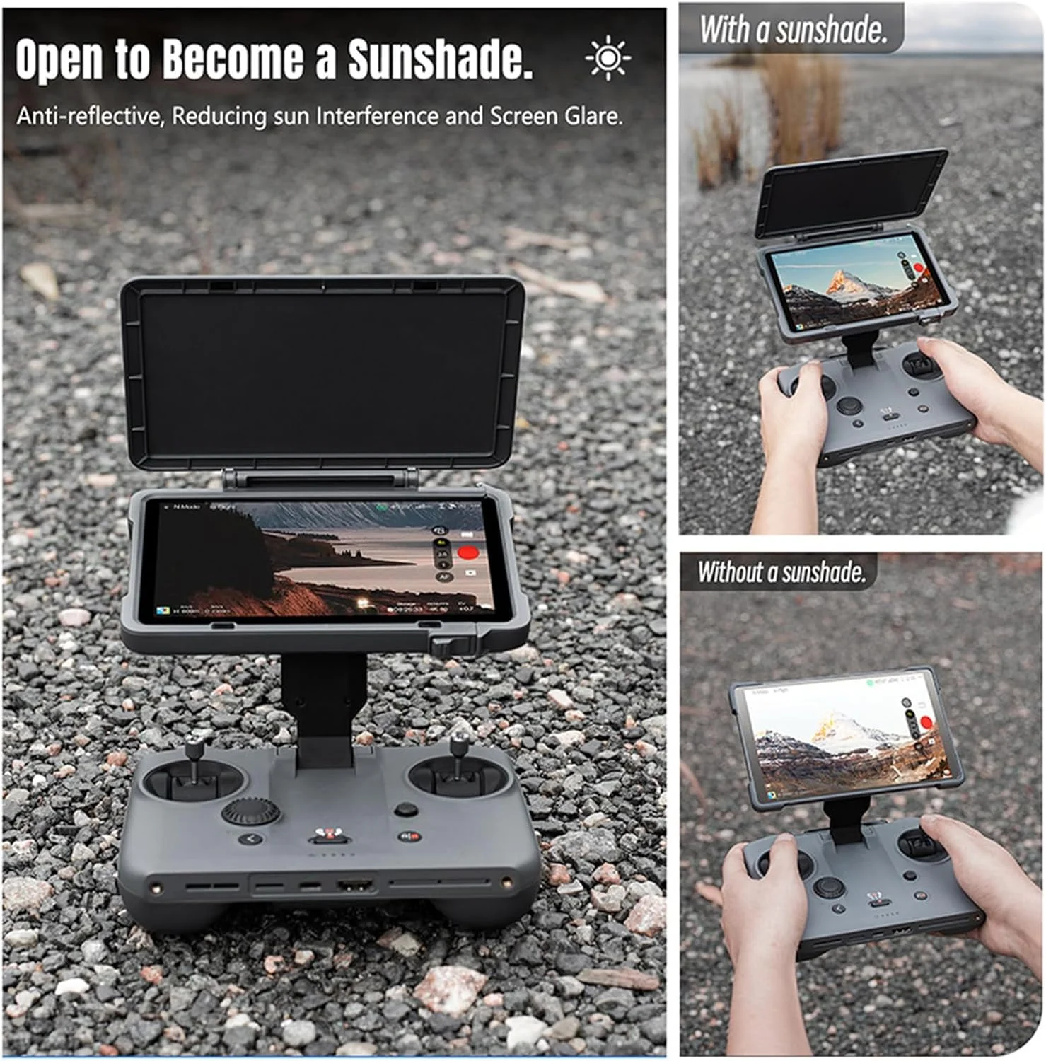 آفتابگیر و محافظ صفحه نمایش 2 در 1 برای ریموت کنترل DJI RC PRO 2، سازگار با DJI Mavic 4 Pro, Mini 4/5 Pro, Air 3/3S