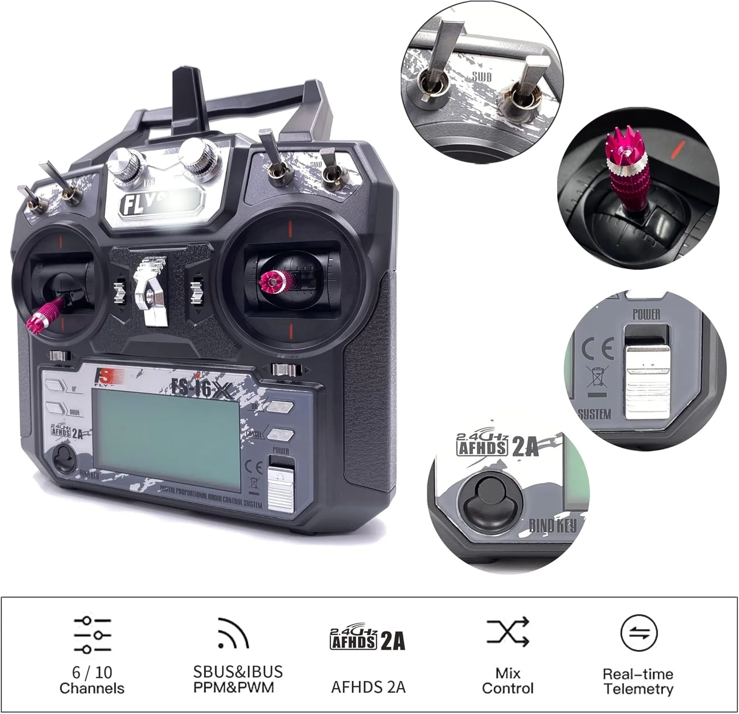 فرستنده رادیویی 6 کاناله DTXMX FS-i6X و گیرنده FS-iA6B 2.4GHz برای کوادکوپتر RC و پهپاد مسابقه ای FPV، سازگار با Flysky AFHDS2A RX فرستنده رادیویی 6 کاناله DTXMX FS-i6X و گیرنده FS-iA6B 2.4GHz برای کوادکوپتر RC و پهپاد مسابقه ای FPV، سازگار با Flysky AFHDS2A RX