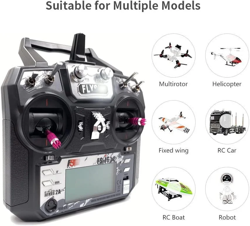 فرستنده رادیویی 6 کاناله DTXMX FS-i6X و گیرنده FS-iA6B 2.4GHz برای کوادکوپتر RC و پهپاد مسابقه ای FPV، سازگار با Flysky AFHDS2A RX فرستنده رادیویی 6 کاناله DTXMX FS-i6X و گیرنده FS-iA6B 2.4GHz برای کوادکوپتر RC و پهپاد مسابقه ای FPV، سازگار با Flysky AFHDS2A RX